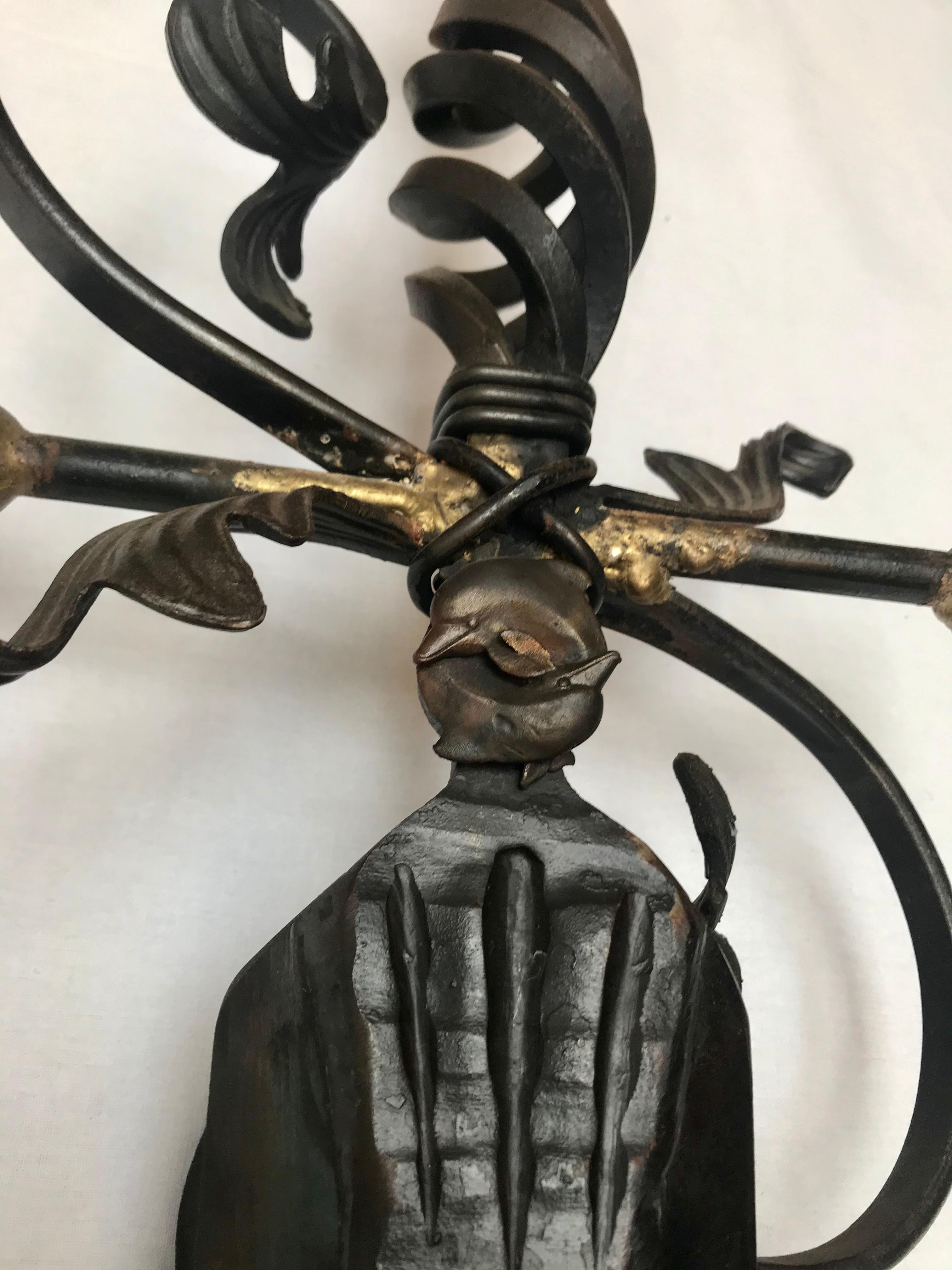 English Pair of Wall Mounted Sword Sconces, Mark Brazier-Jones, 1991 For Sale