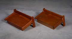 Pair of Wall-Mounted Teak Bedside Tables, Attributed to Børge Mogensen, 1950s