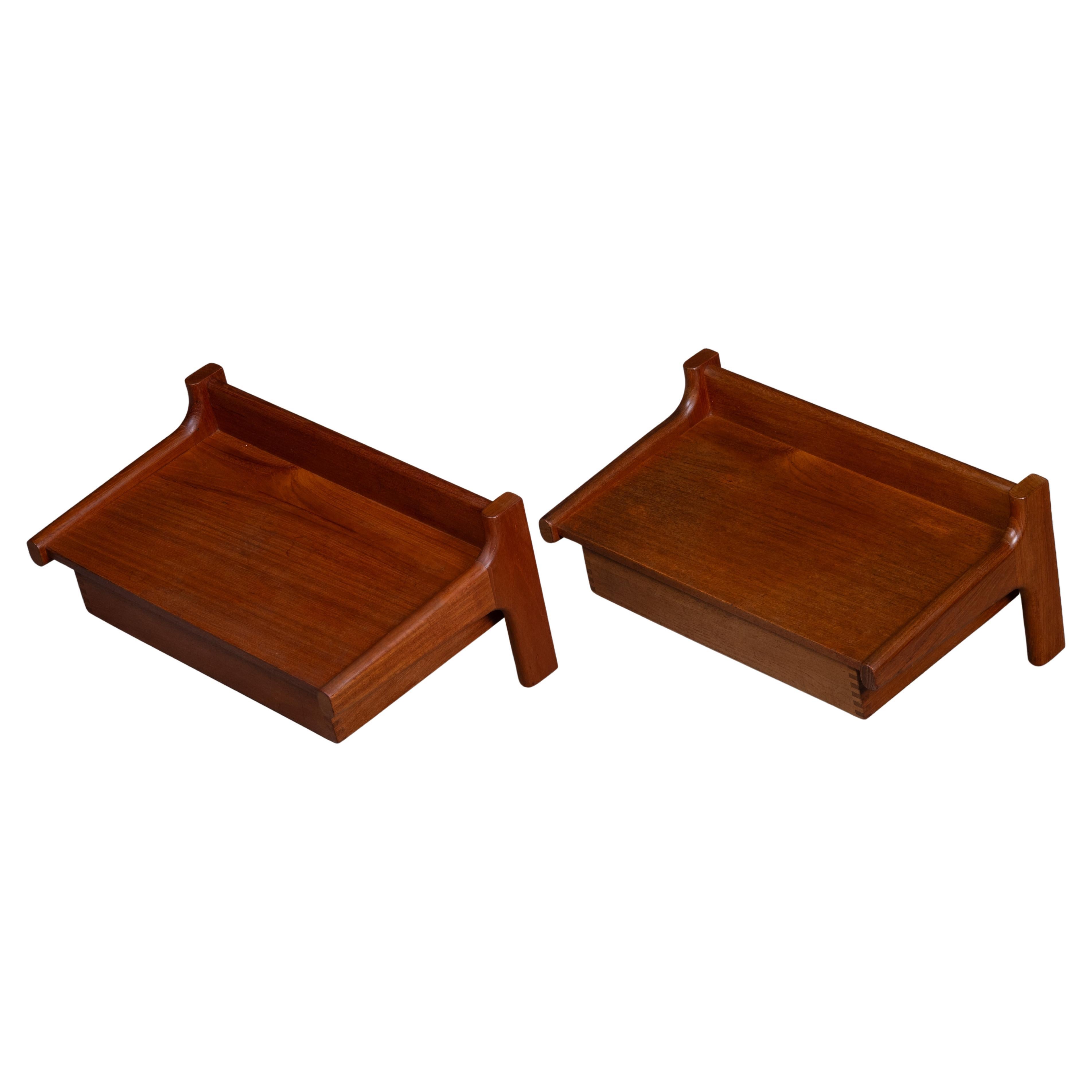 Pair of Wall-Mounted Teak Bedside Tables, Attributed to Børge Mogensen, 1950s For Sale