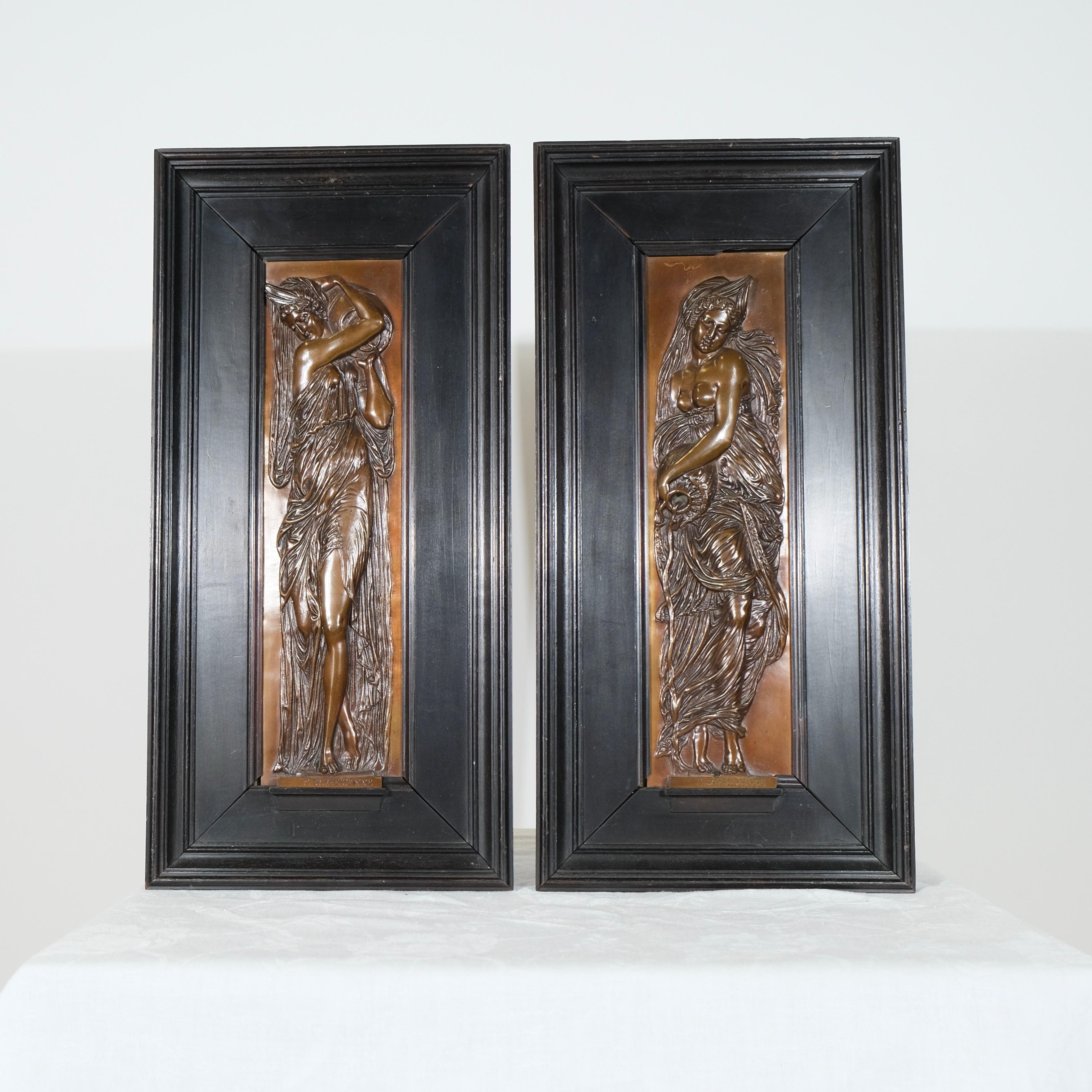 Francese Coppia di targhe da parete di F Barbedienne, Art Nouveau, fine XIX sec. in vendita