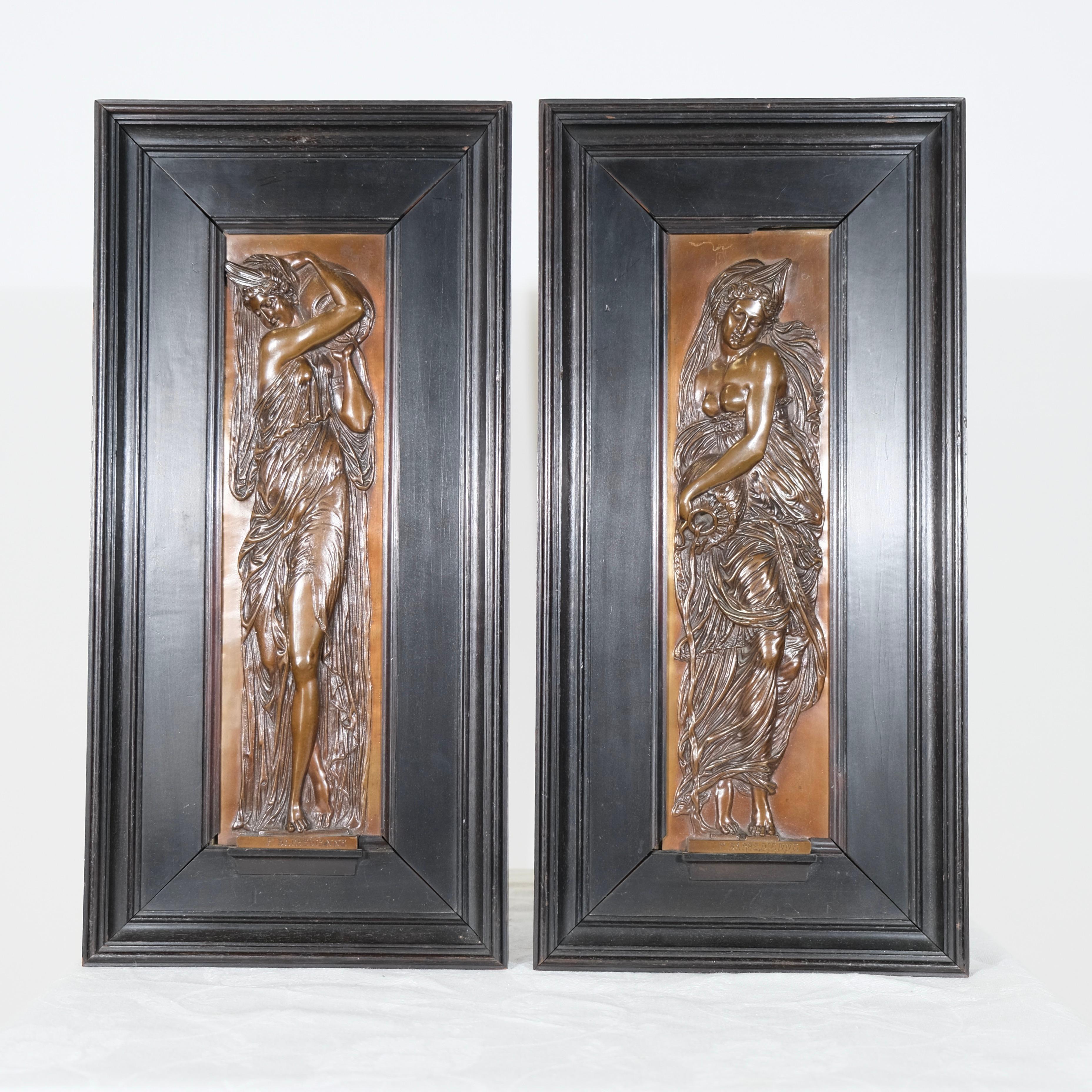 Calco Coppia di targhe da parete di F Barbedienne, Art Nouveau, fine XIX sec. in vendita