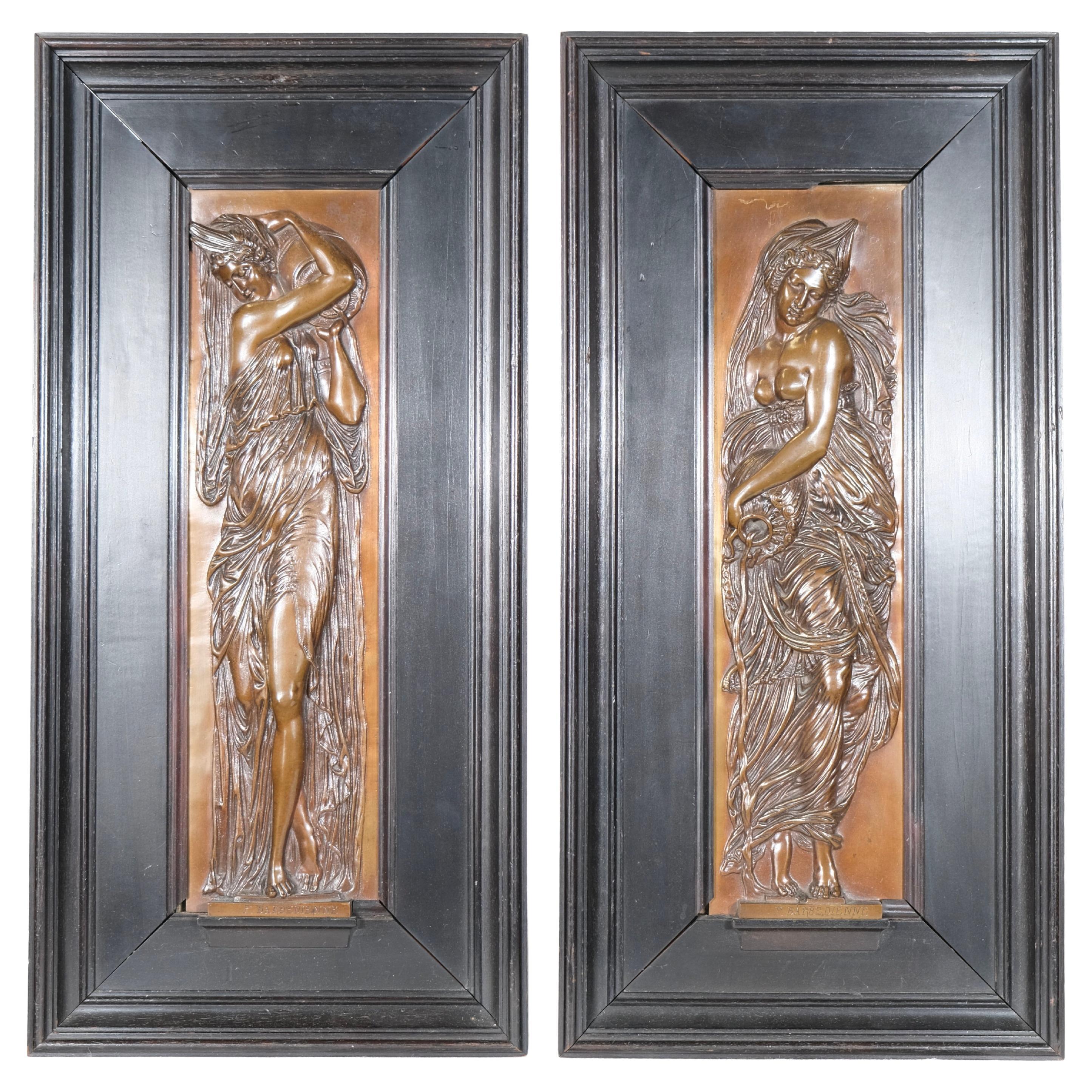 Pair of wall plaques by F Barbedienne, Art Nouveau, late 19th c