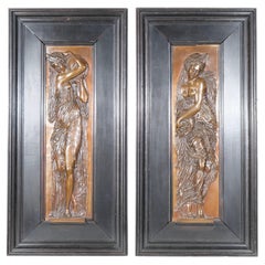Pair of wall plaques by F Barbedienne, Art Nouveau, late 19th c