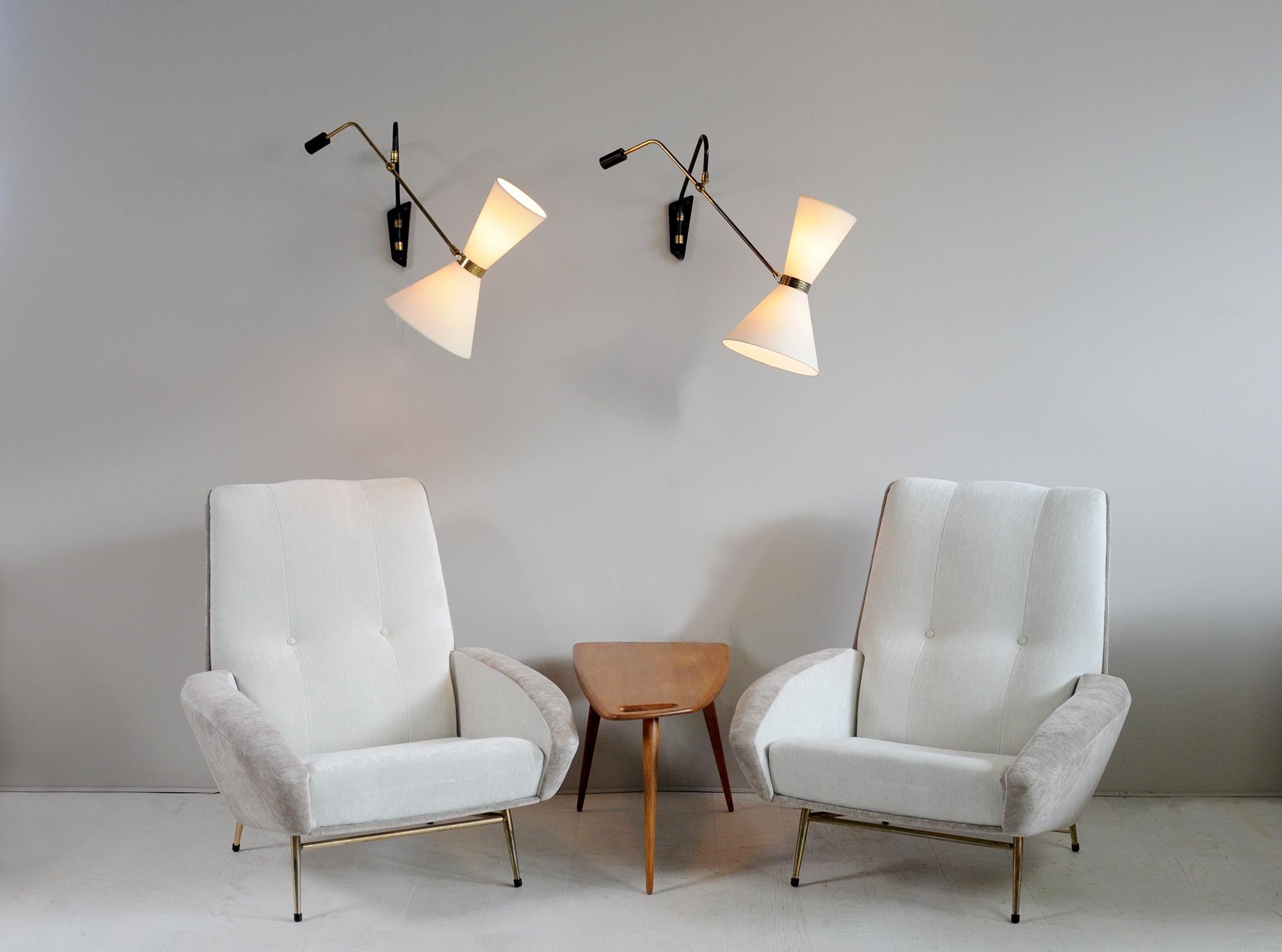 Mid-Century Modern Pair of Wall Sconces 