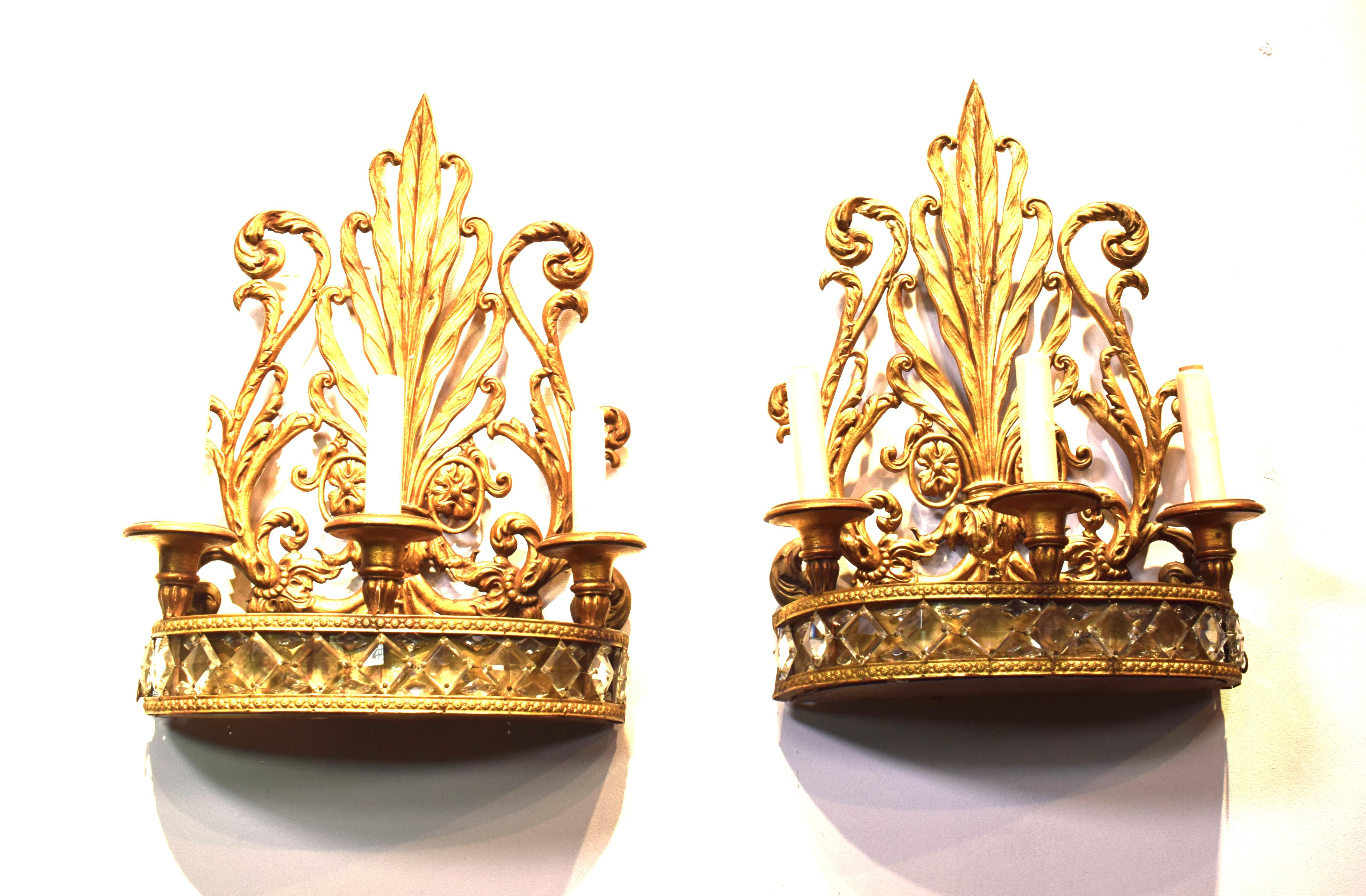 Empire Pair of Wall Sconces attributed to Caldwell For Sale
