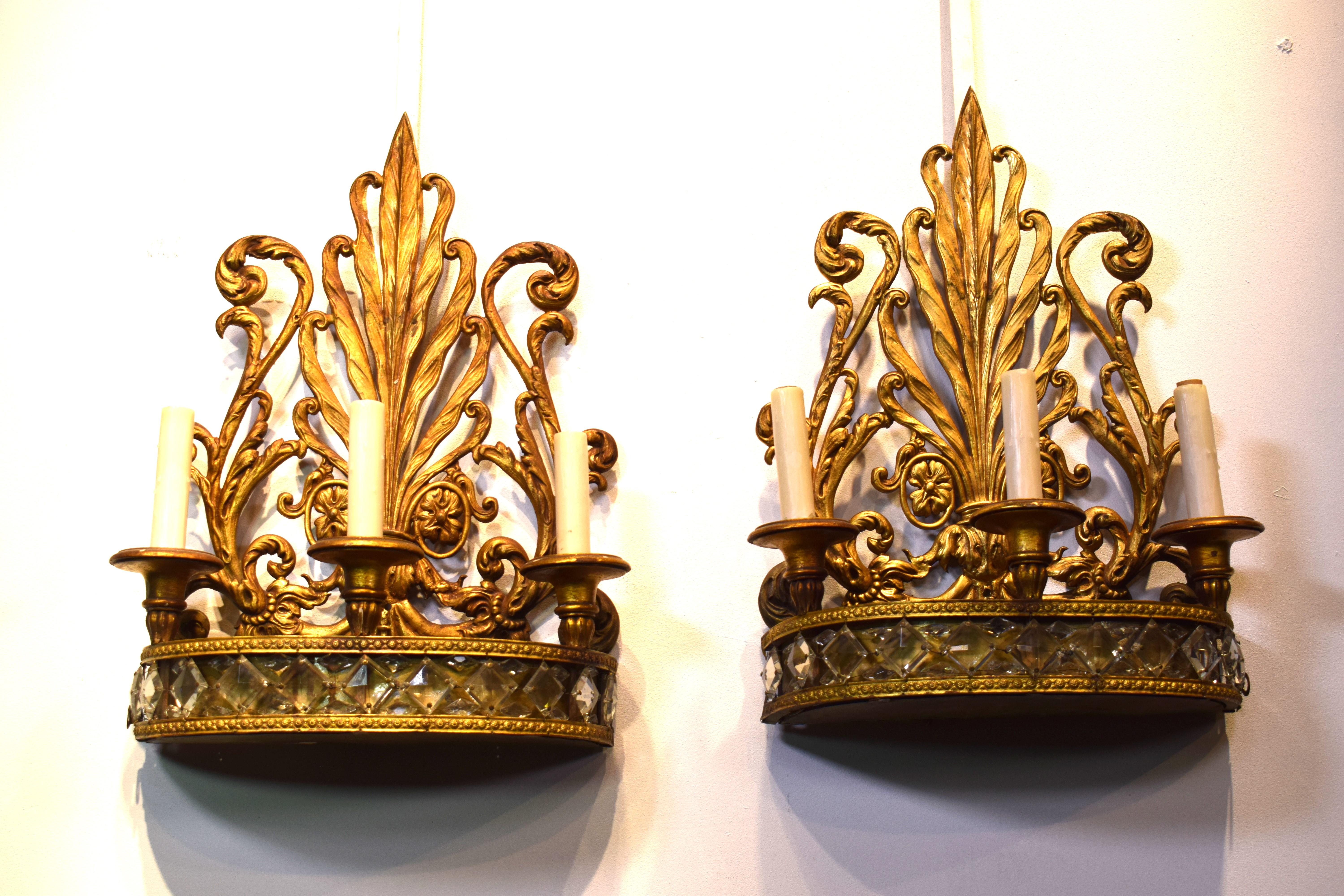 Early 20th Century Pair of Wall Sconces attributed to Caldwell For Sale