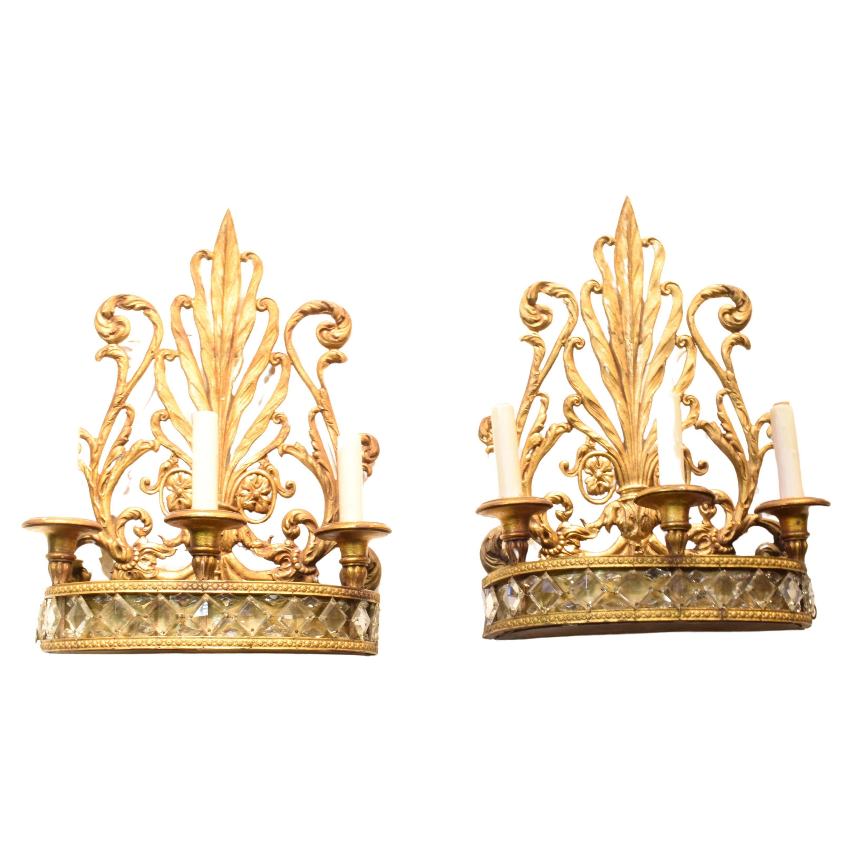 Pair of Wall Sconces attributed to Caldwell For Sale