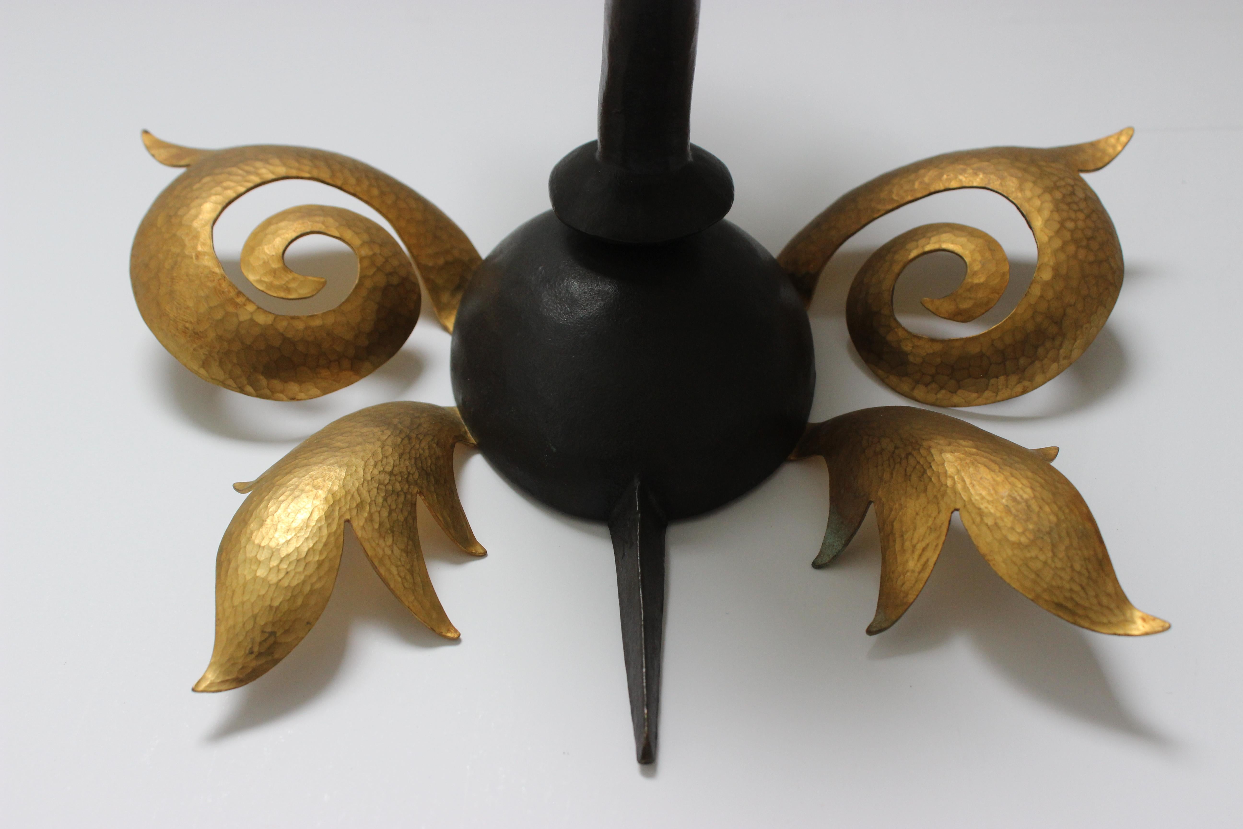 Bronze Pair of Wall Sconces Attributed to Herve Van Der Straeton For Sale