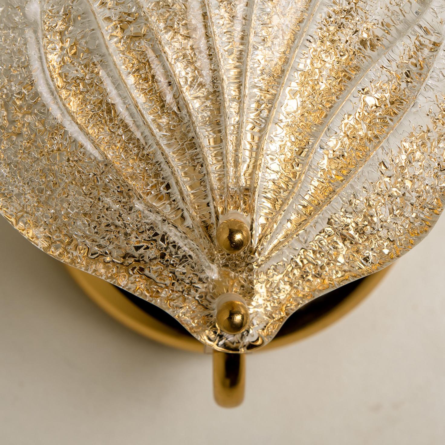 Mid-Century Modern Pair of Wall Sconces Barovier & Toso Leaves Murano Glass, Italy, 1960 For Sale