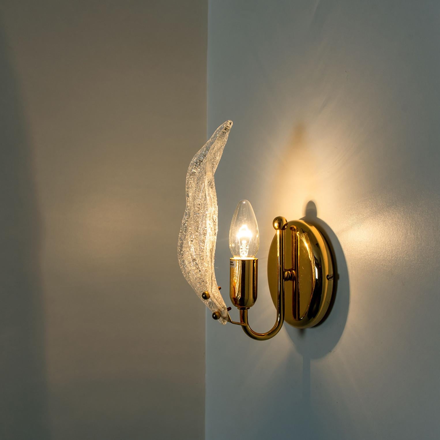 Other Pair of Wall Sconces Barovier & Toso Leaves Murano Glass, Italy, 1960 For Sale