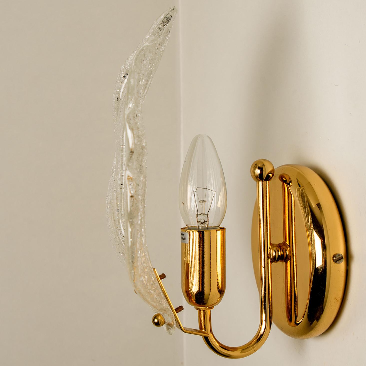 Pair of Wall Sconces Barovier & Toso Leaves Murano Glass, Italy, 1960 In Good Condition For Sale In Rijssen, NL