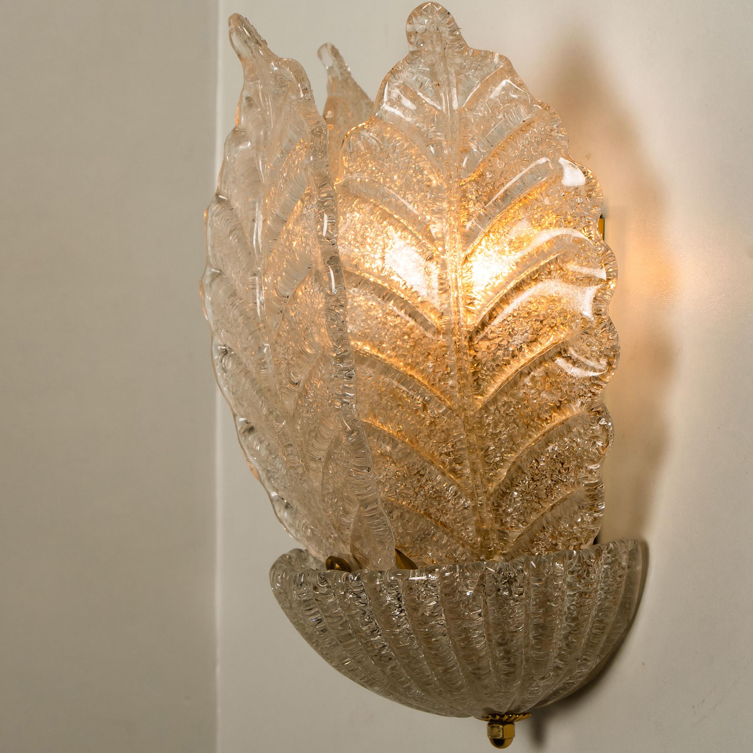 Pair of Wall Sconces Barovier & Toso Murano Glass and Gold-Plated, Italy, 1960 2