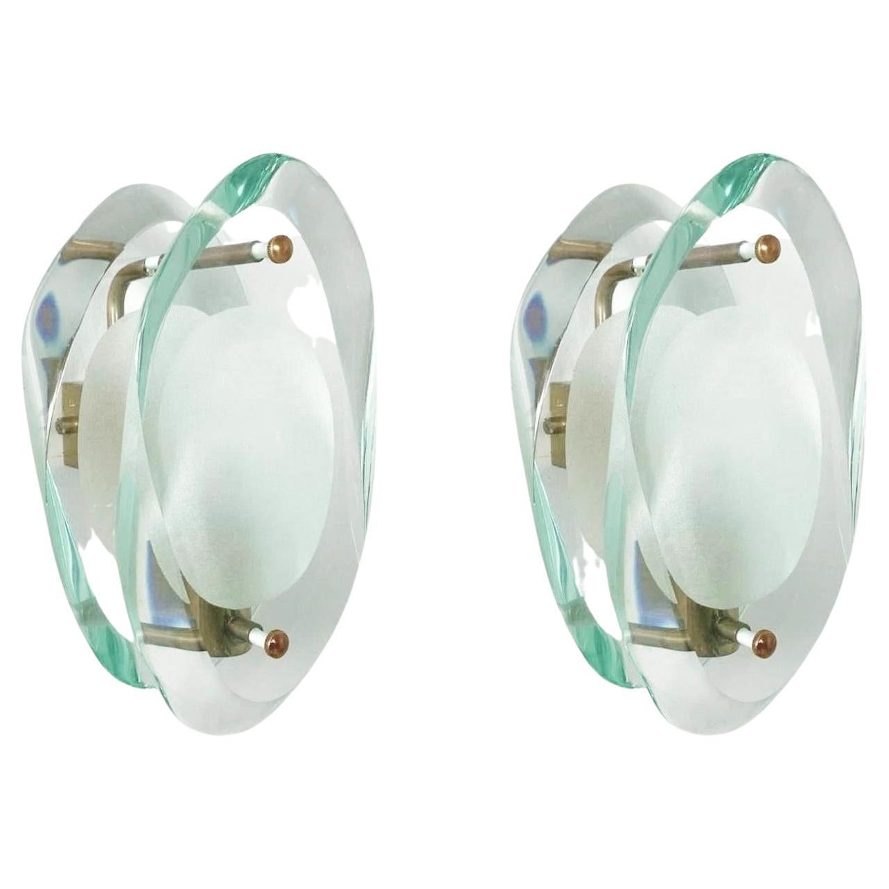 Pair of Wall Sconces by Max Ingrand for Fontana Arte Model 2093, Italy, 1961