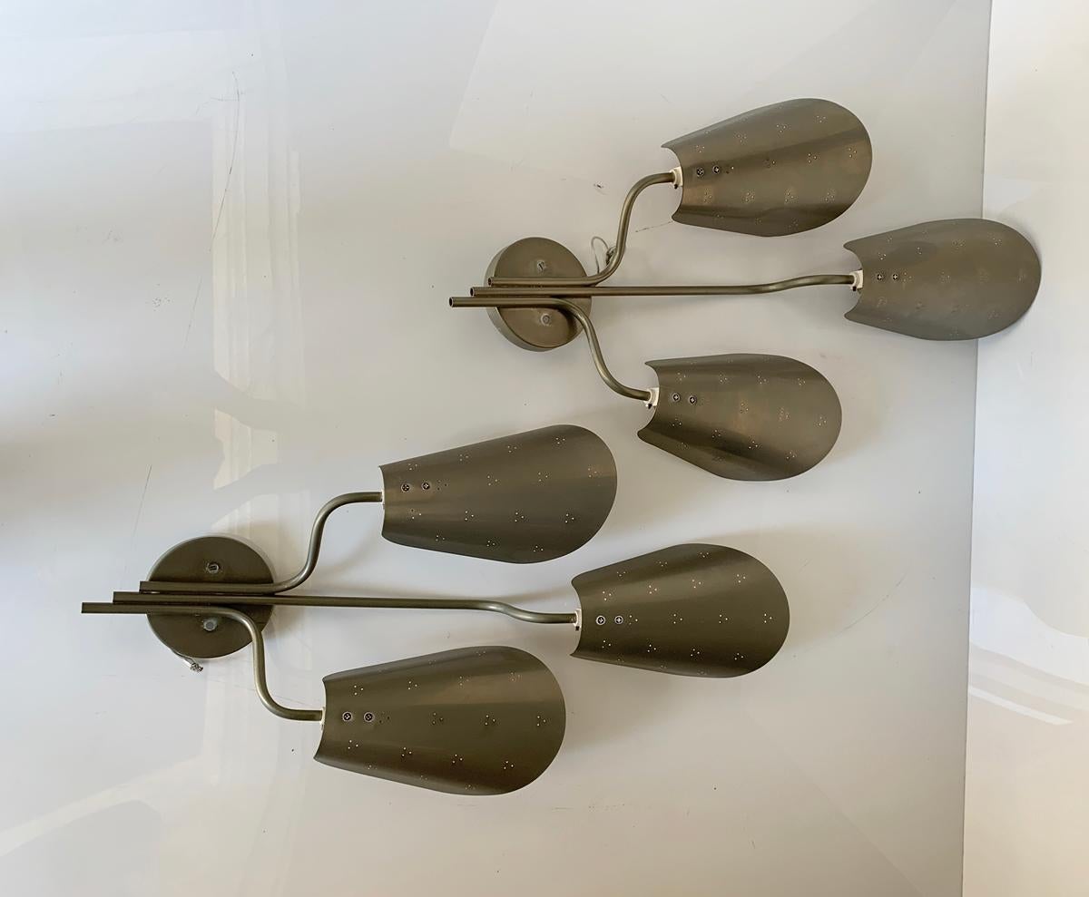 Mid-Century Modern Pair of Wall Sconces by Paavo Tynell for Lightolier