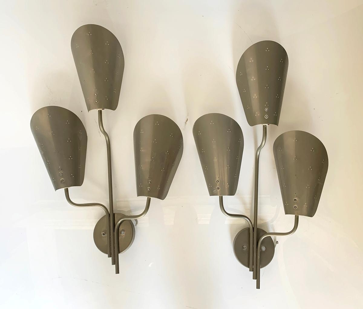Canadian Pair of Wall Sconces by Paavo Tynell for Lightolier