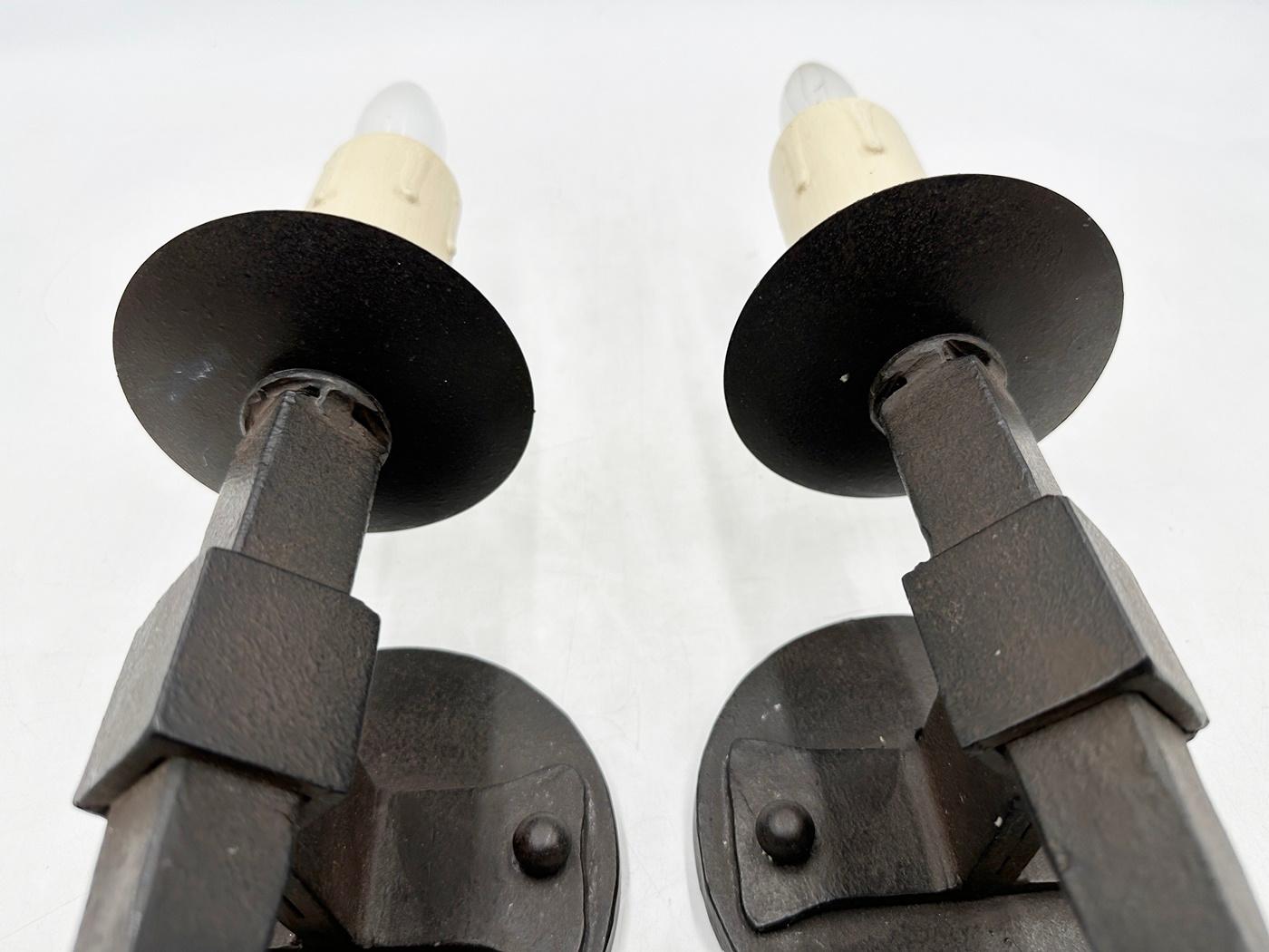 Steel Pair of Wall Sconces by Paul Ferrante, USA 2009 For Sale