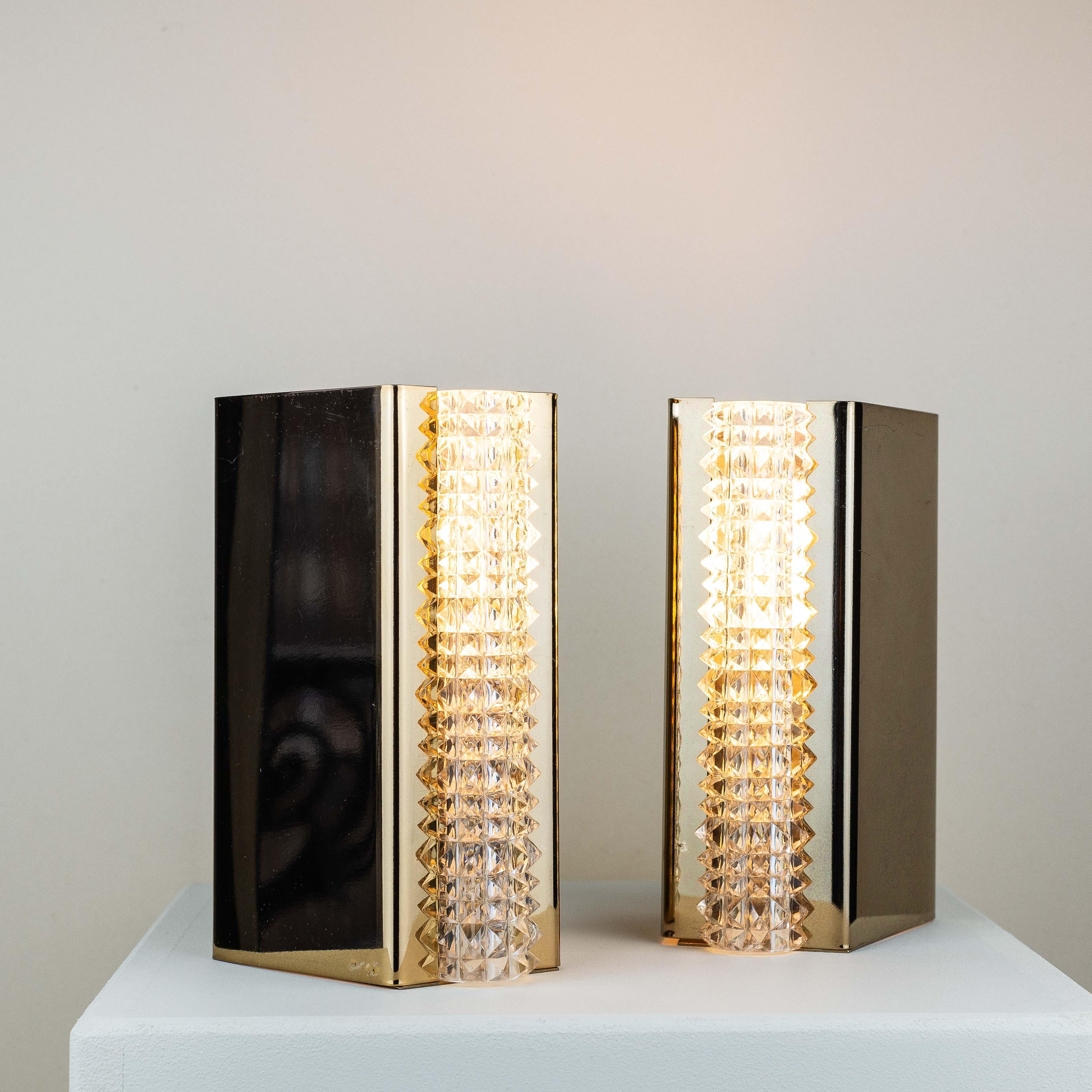 Pair of Wall Sconces in Brass and Glass, France 1960s 3