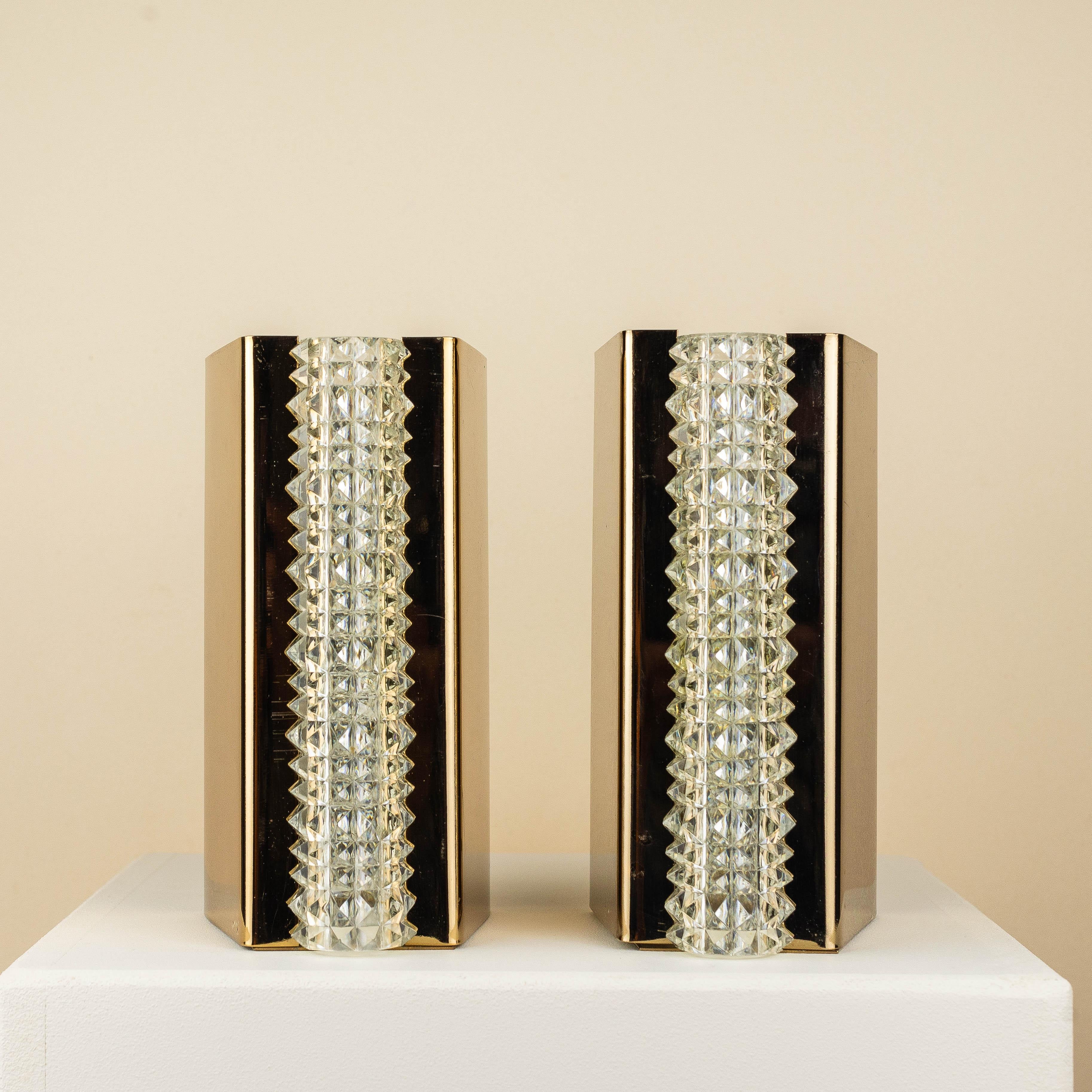 Pair of Wall Sconces in Brass and Glass, France 1960s 5
