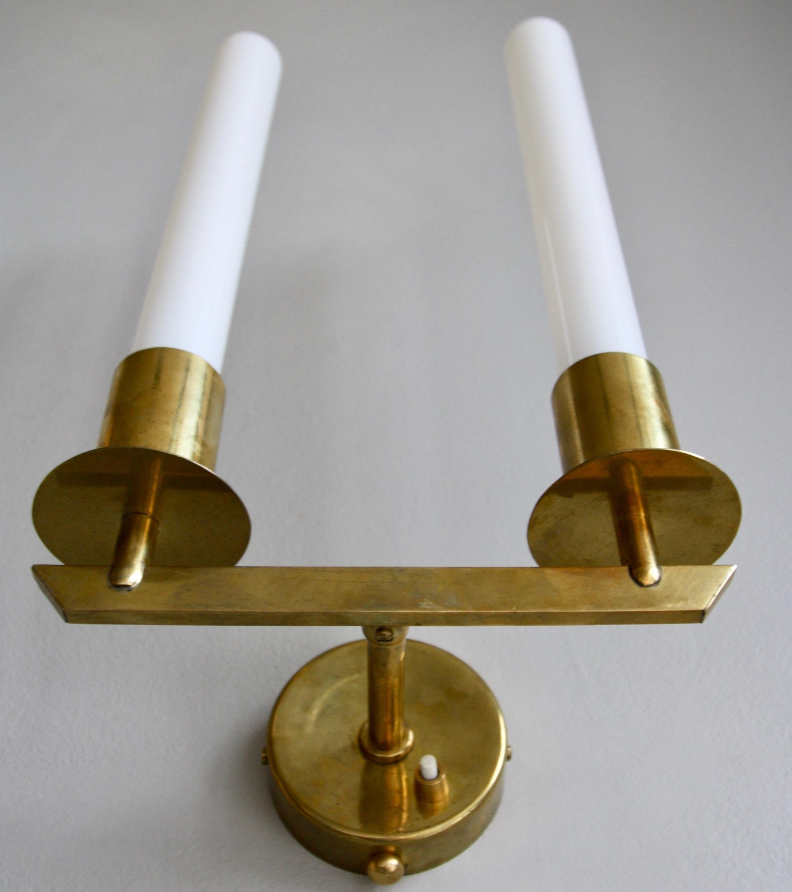 20th Century Pair of Wall Sconces in Brass Designed and Made by Itsu Oy, Finland, circa 1950 For Sale