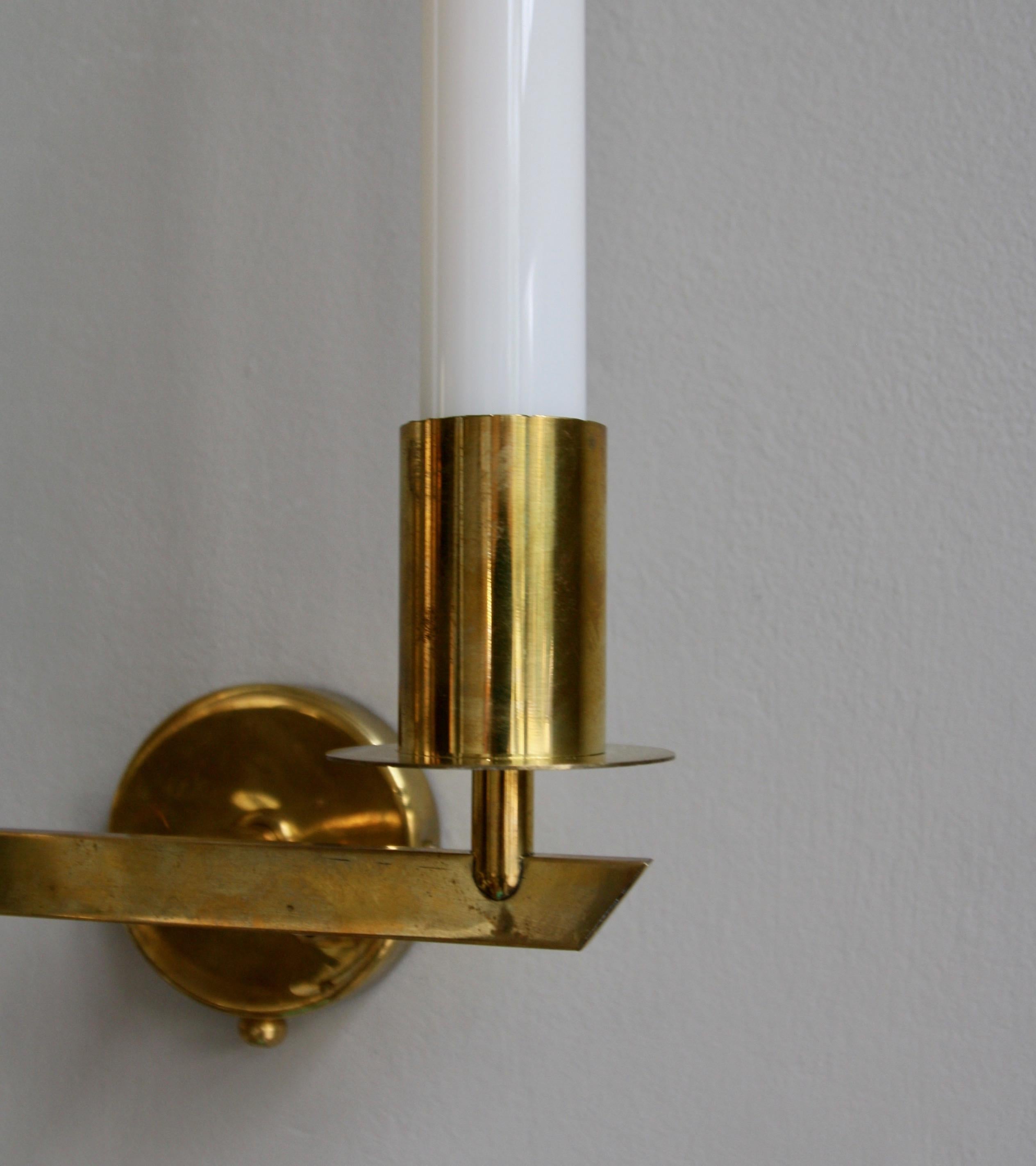Pair of Wall Sconces in Brass Designed and Made by Itsu Oy, Finland, circa 1950 For Sale 1