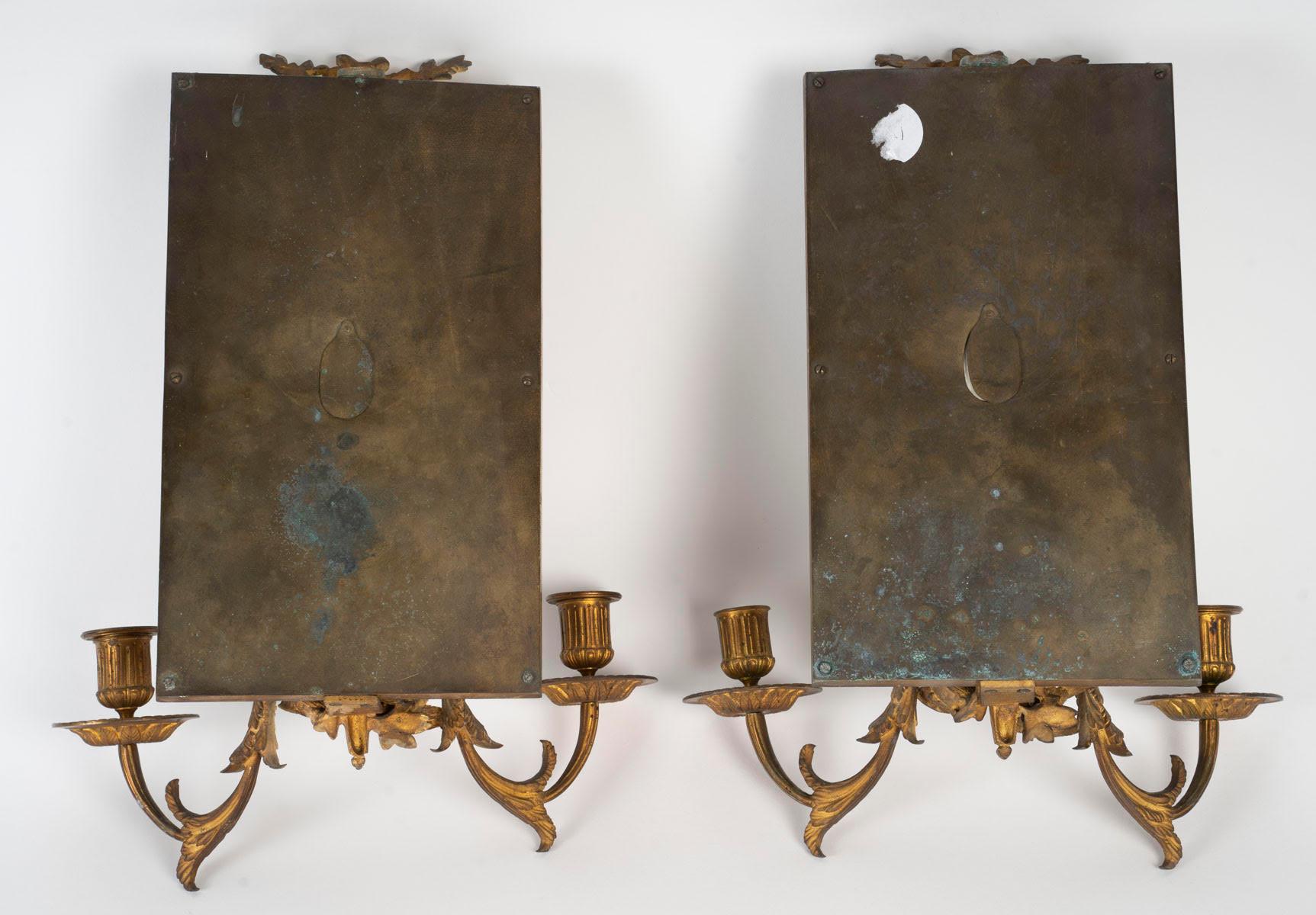 Pair of Wall Sconces in Gilt Bronze and Sèvres Porcelain, Napoleon Period. 2