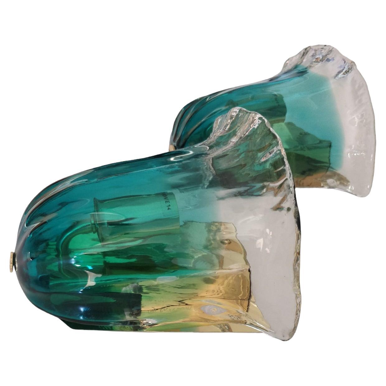  Pair of wall sconces in green  Murano glass "La Murrina" For Sale