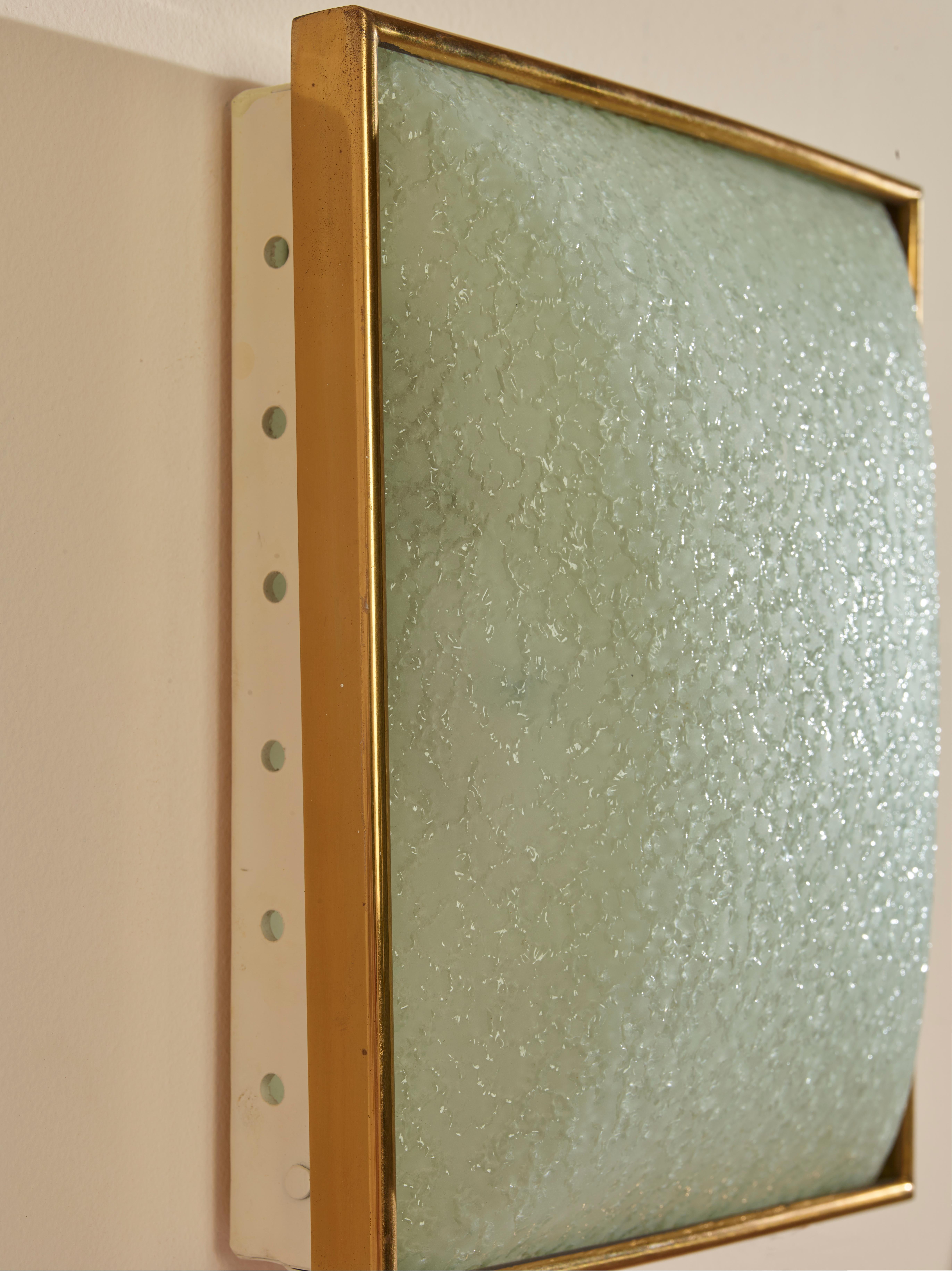 Pair of wall sconces in painted metal, brass, and frosted glass, Italy, 1950s 2