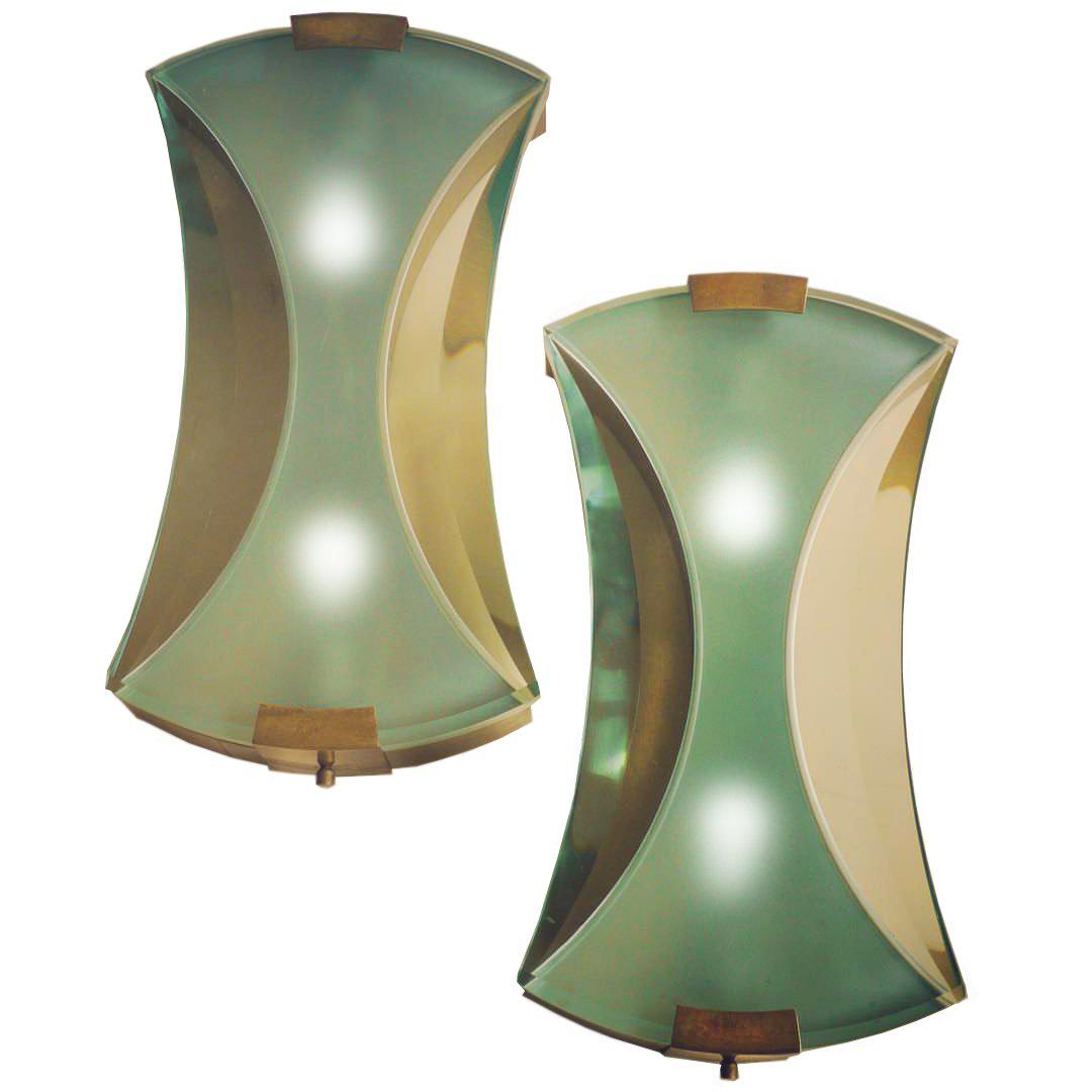 Pair of Wall Sconces Max Ingrand for Fontana Arte, Model 2225, circa 1960