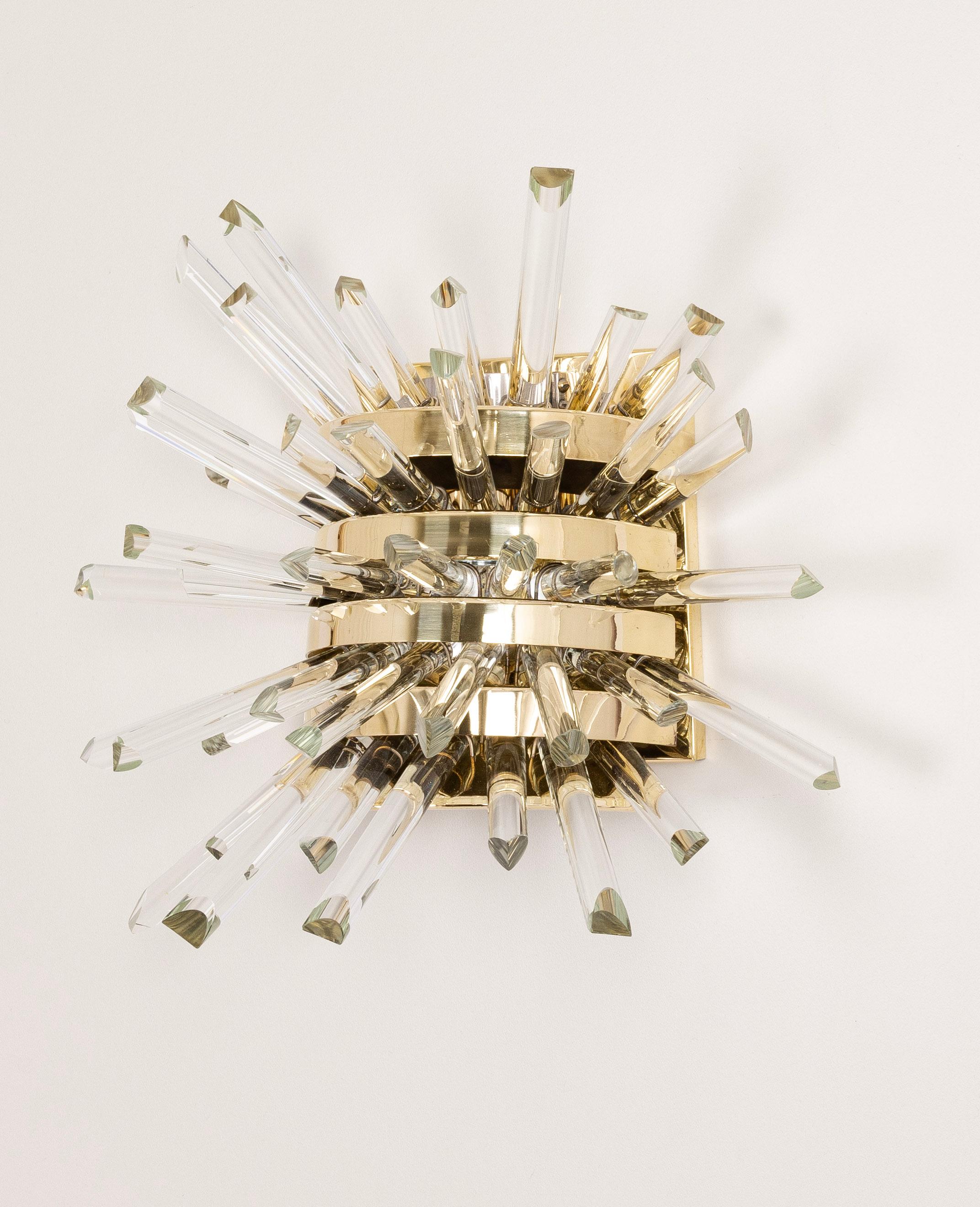 Mid-Century Modern Paire d'appliques murales 'Miracle' en verre de cristal, Bakalowits Autriche, 1960s en vente