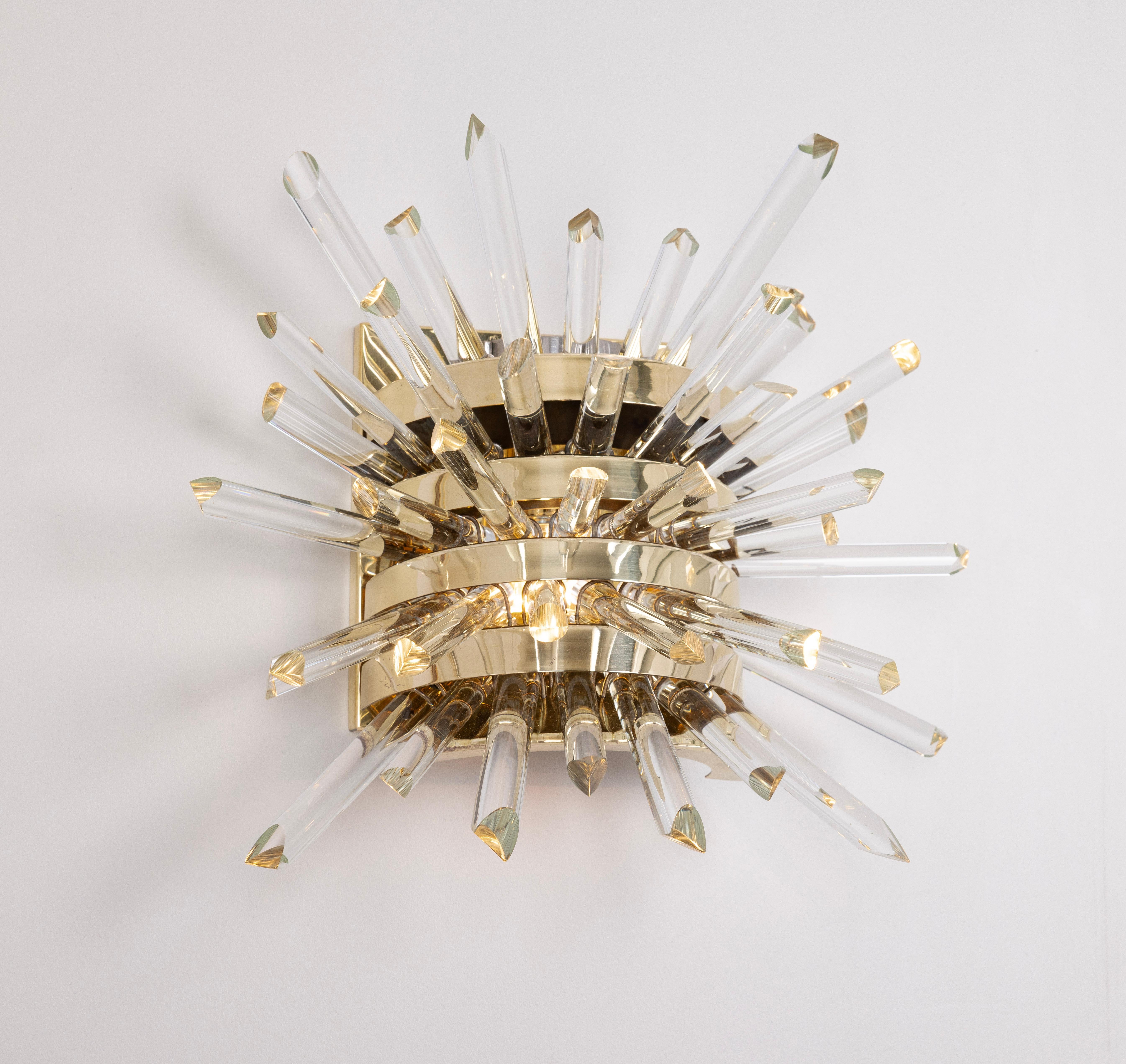 Milieu du XXe siècle Paire d'appliques murales 'Miracle' en verre de cristal, Bakalowits Autriche, 1960s en vente