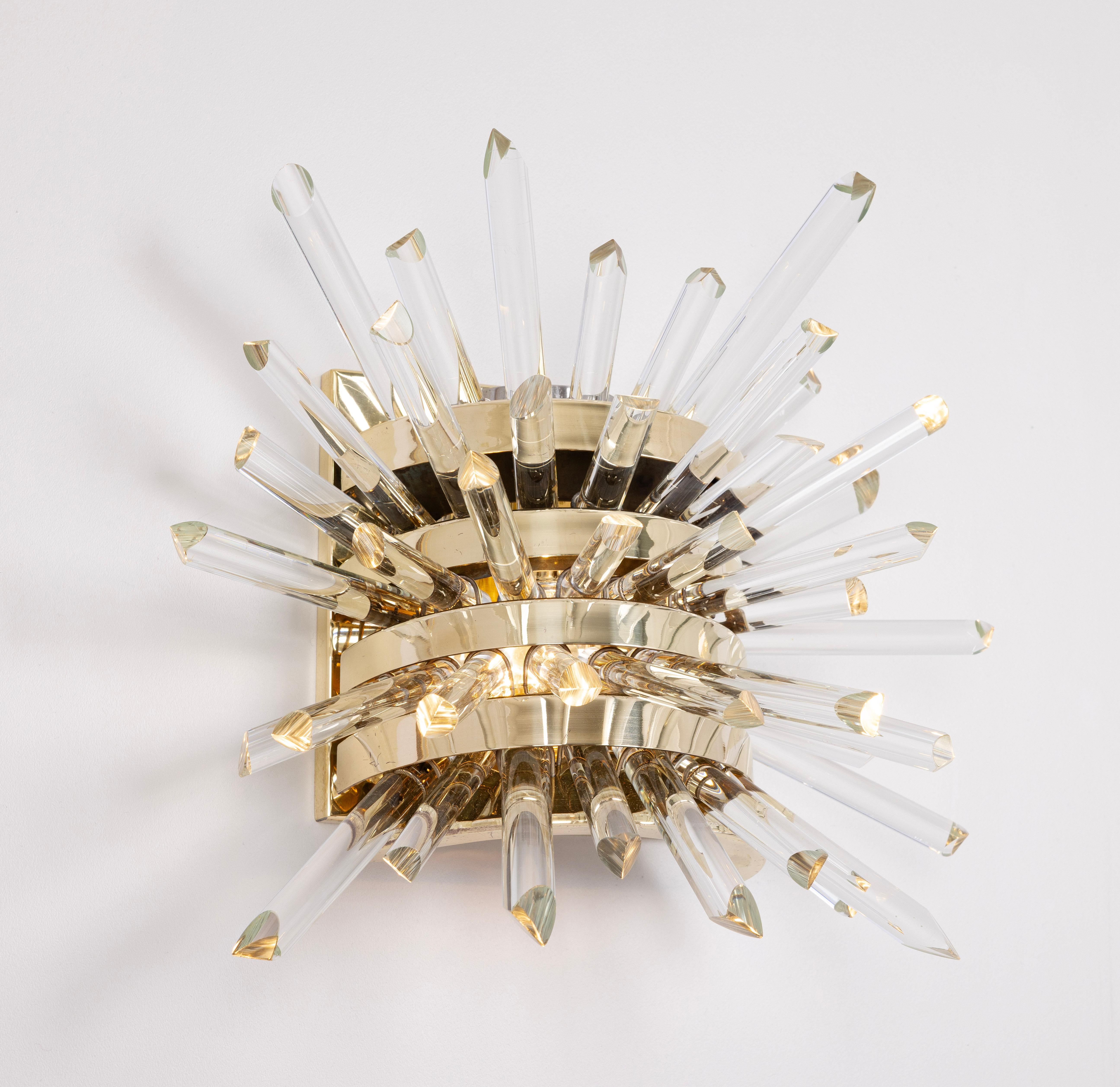 Laiton Paire d'appliques murales 'Miracle' en verre de cristal, Bakalowits Autriche, 1960s en vente