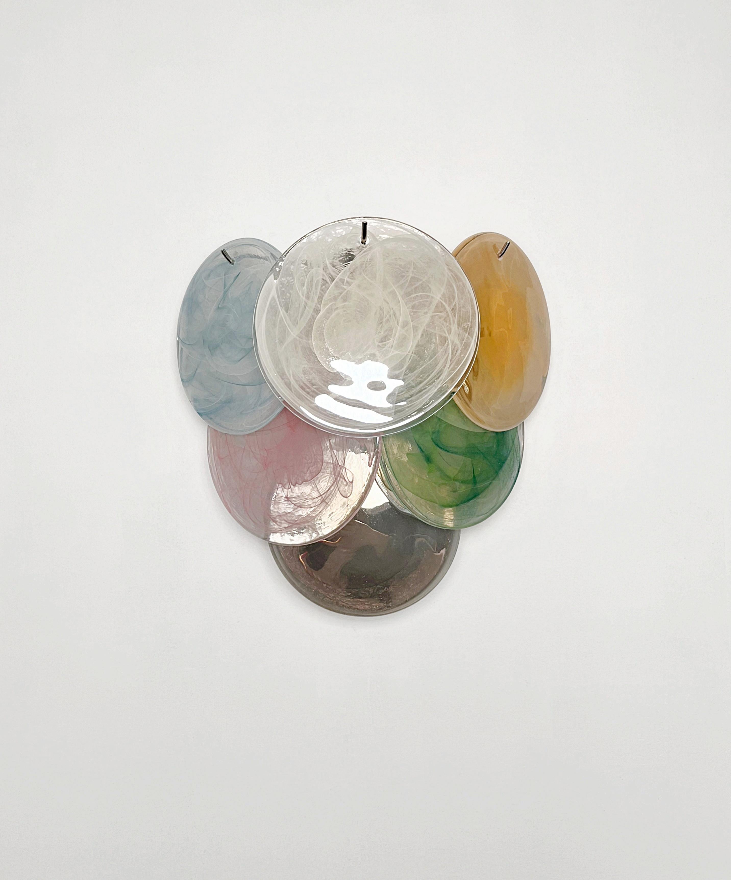 Pareja de Apliques Discos de Murano finales del siglo XX en venta