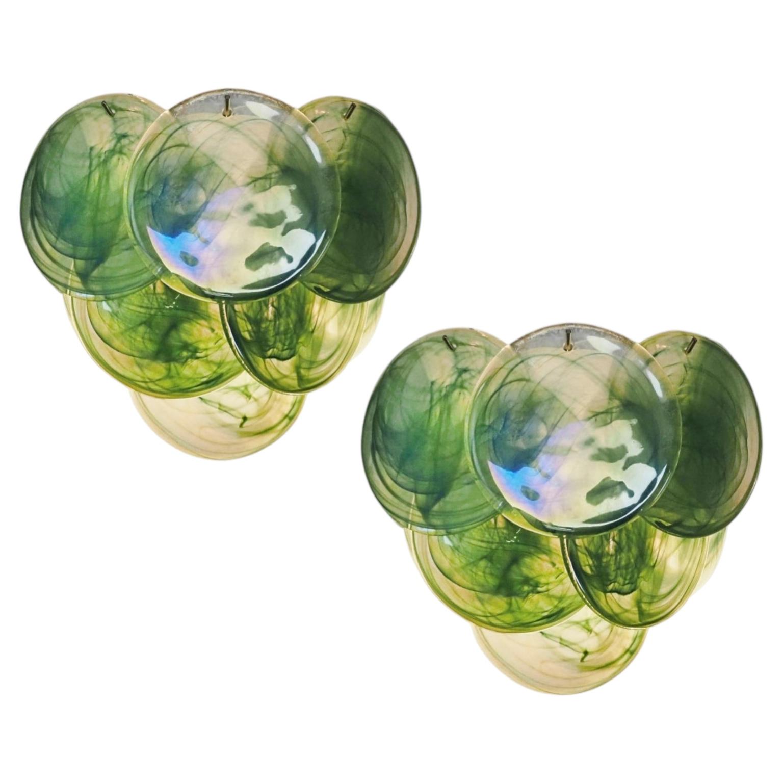 Pair of Wall Sconces Murano Discs