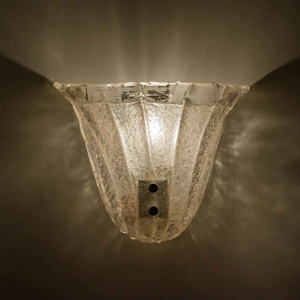 Pair of Wall Sconces Tulip Shaped Glass and Gold-Plated, Italy, 1960 4