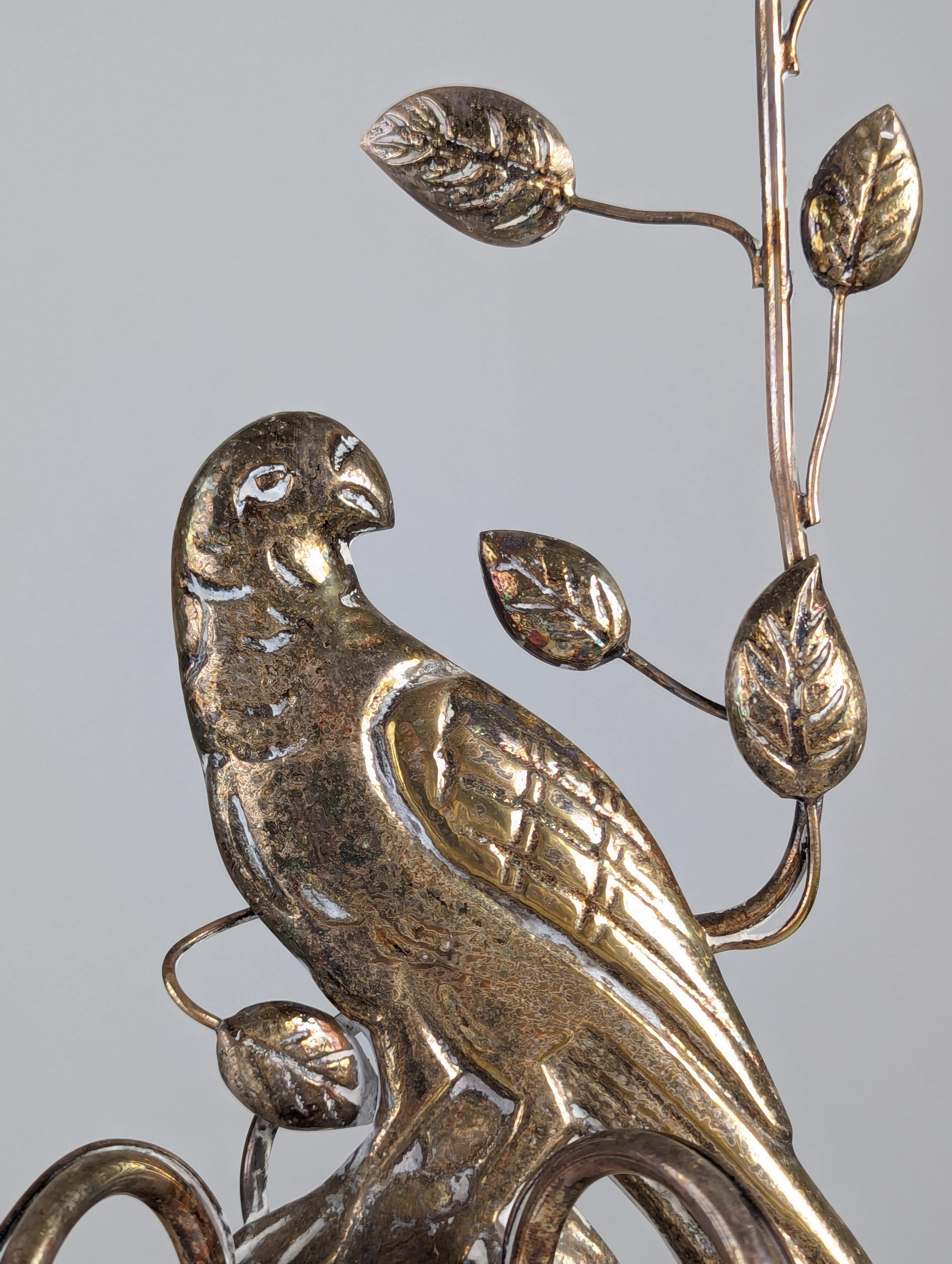 Pair of wall sconces with parrots and leaves by Maison Bagues. For Sale 7