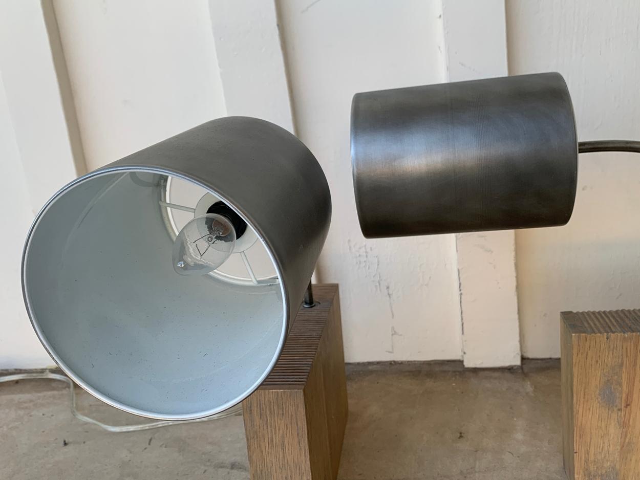 Pair of Wall Sconces with Wood Block Bases 4