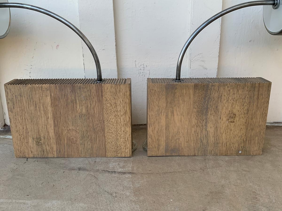 Chinese Pair of Wall Sconces with Wood Block Bases