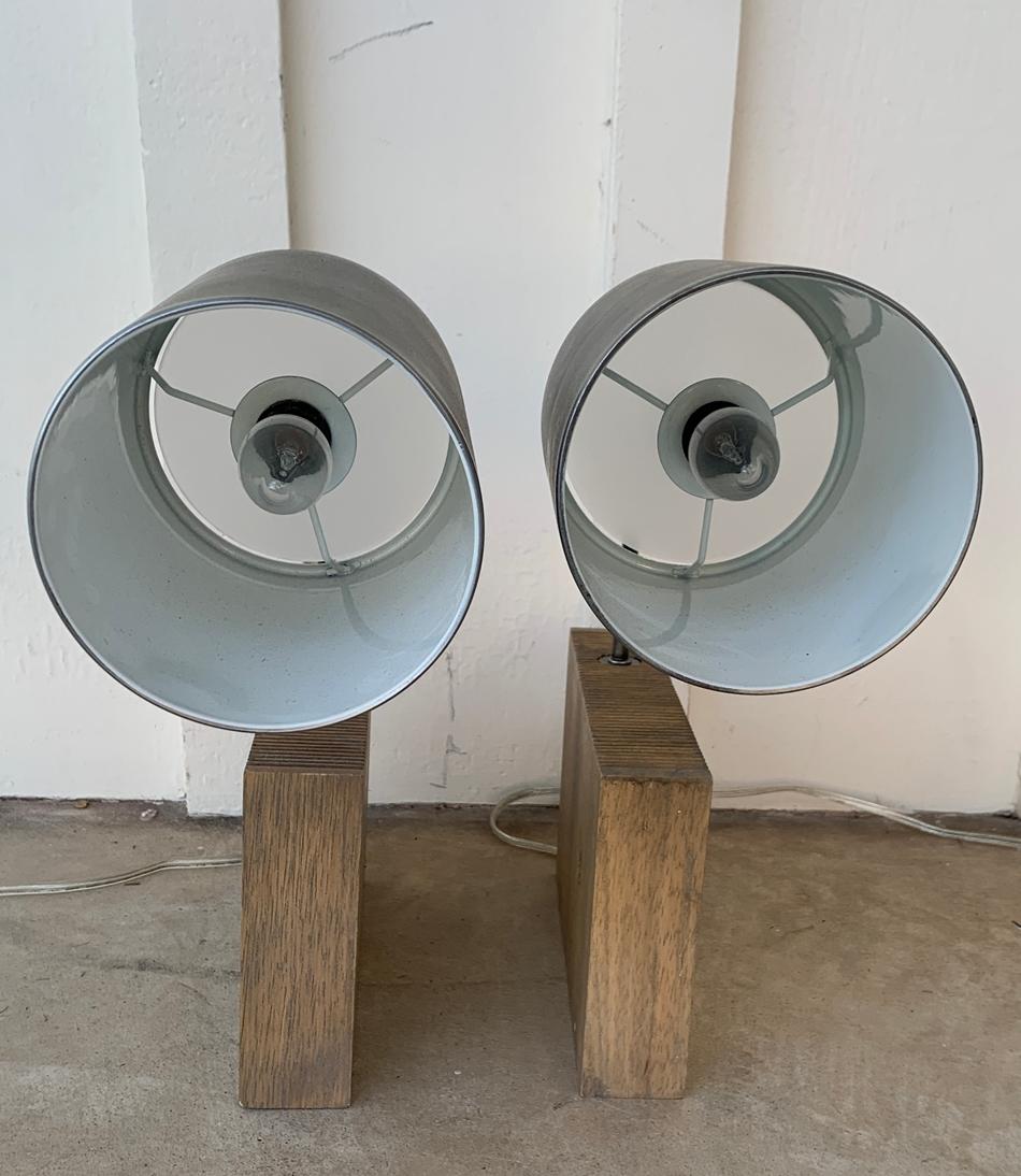 Pair of Wall Sconces with Wood Block Bases 2