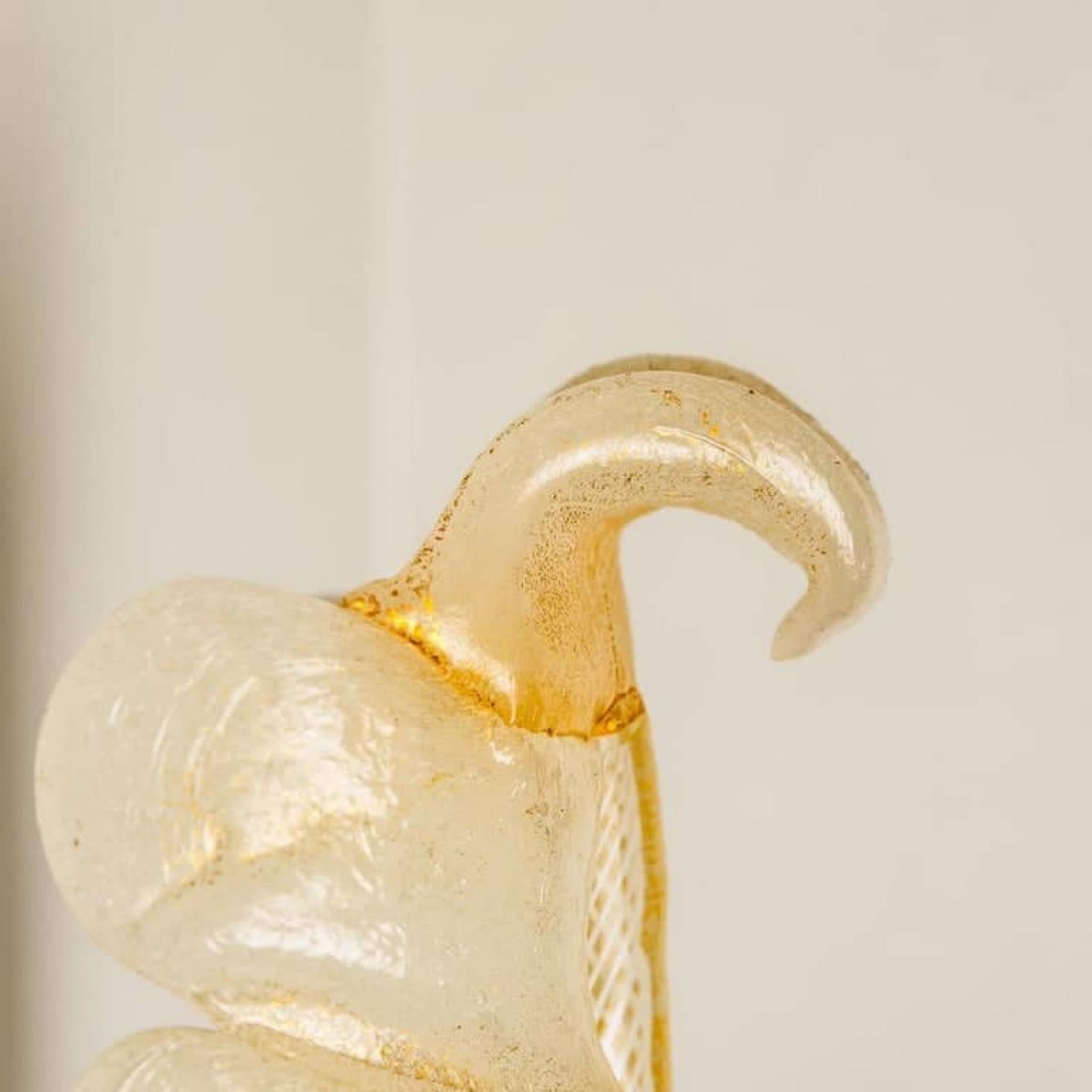 Mid-Century Modern Pair of Wall Scones Barovier & Toso Gold Murano Glass, Italy, 1960 en vente