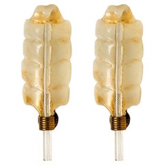 Pair of Wall Scones Barovier & Toso Gold Murano Glass, Italy, 1960