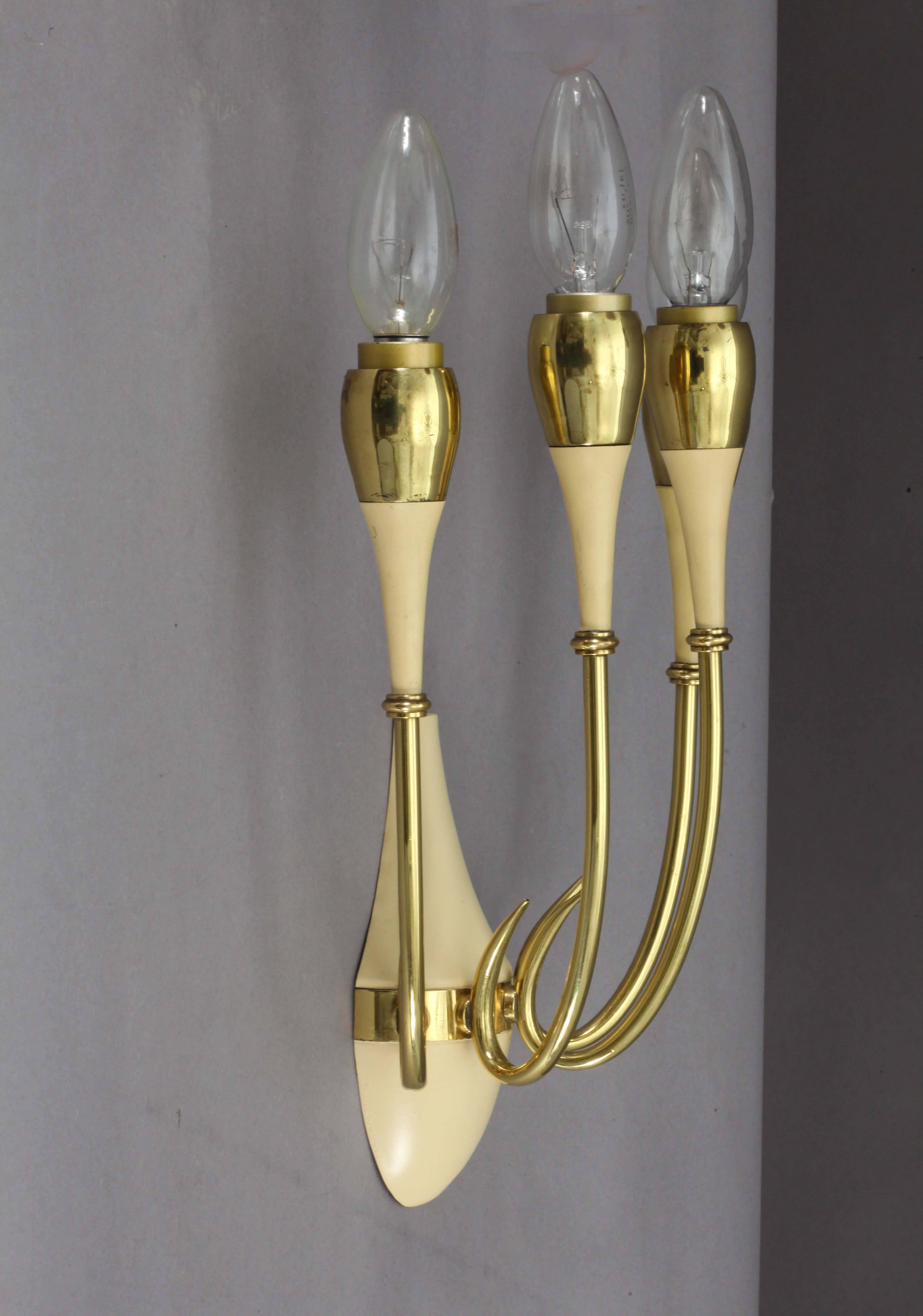 Italian Pair of Wall Sconces by Arredoluce, Italy, 1950 For Sale