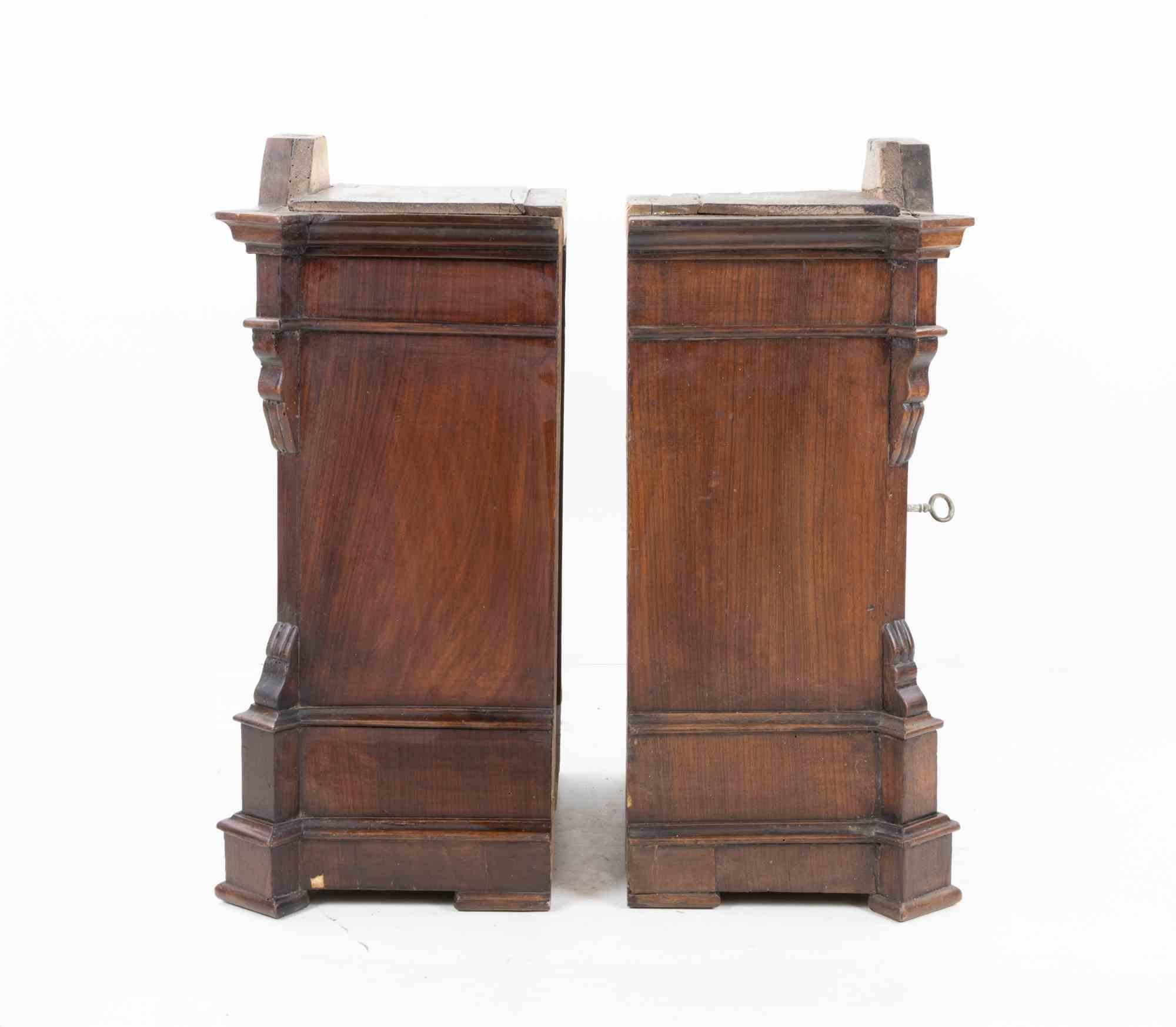 Pareja de muebles altos con puerta y cajón, Italia, principios del siglo XX en venta 2
