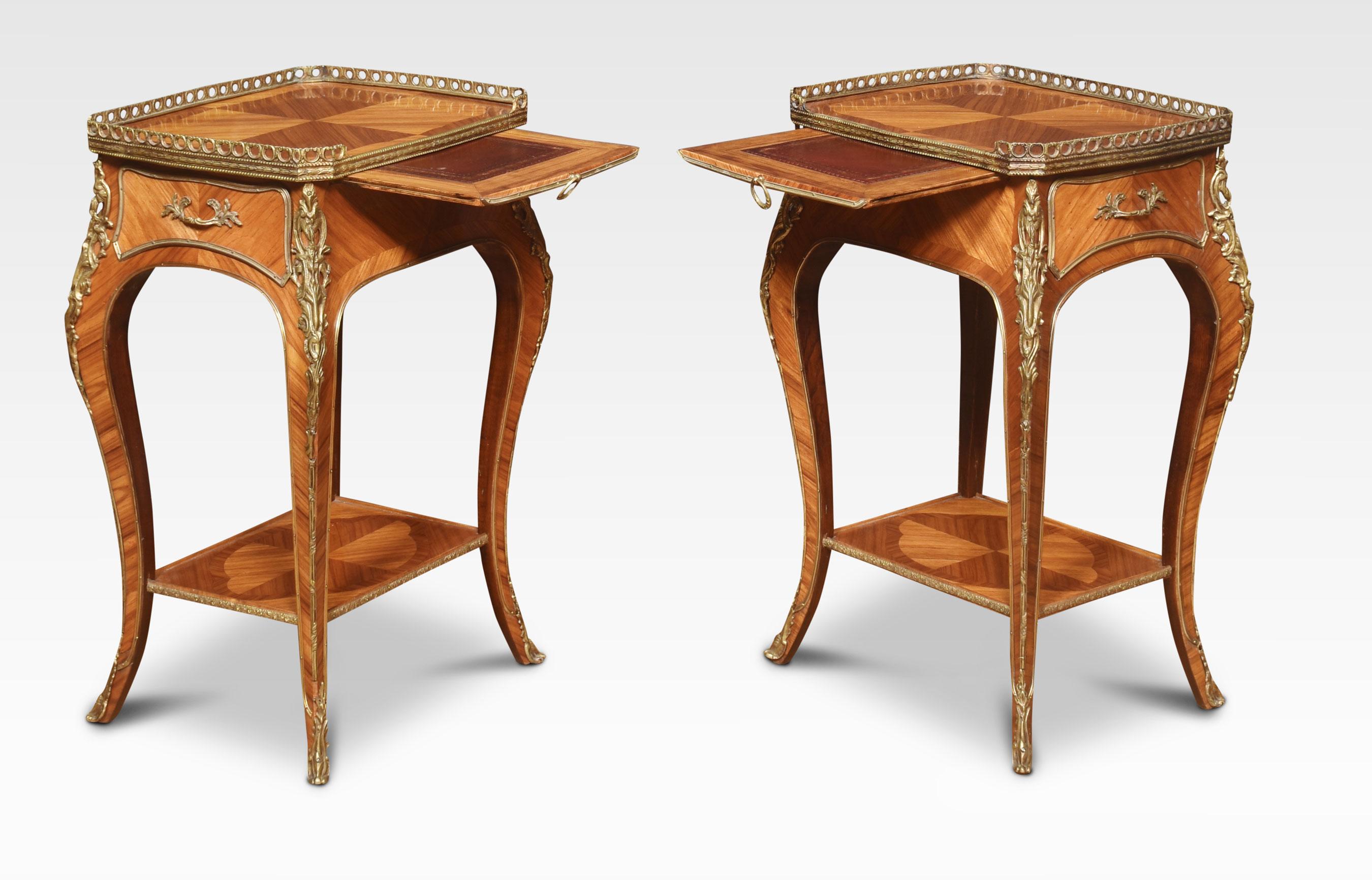 Pair of Walnut and brass night stands In Good Condition For Sale In Cheshire, GB