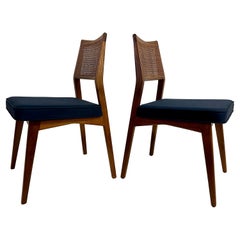 Pair of Walnut and Cane Side Chairs by Paul McCobb