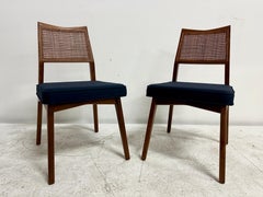 Pair of Walnut and Cane Side Chairs by Paul McCobb