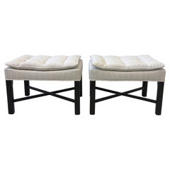 Pair of Walnut and Fabric Ottoman by Michael Taylor
