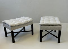 Coppia di pouf in noce e tessuto di Michael Taylor