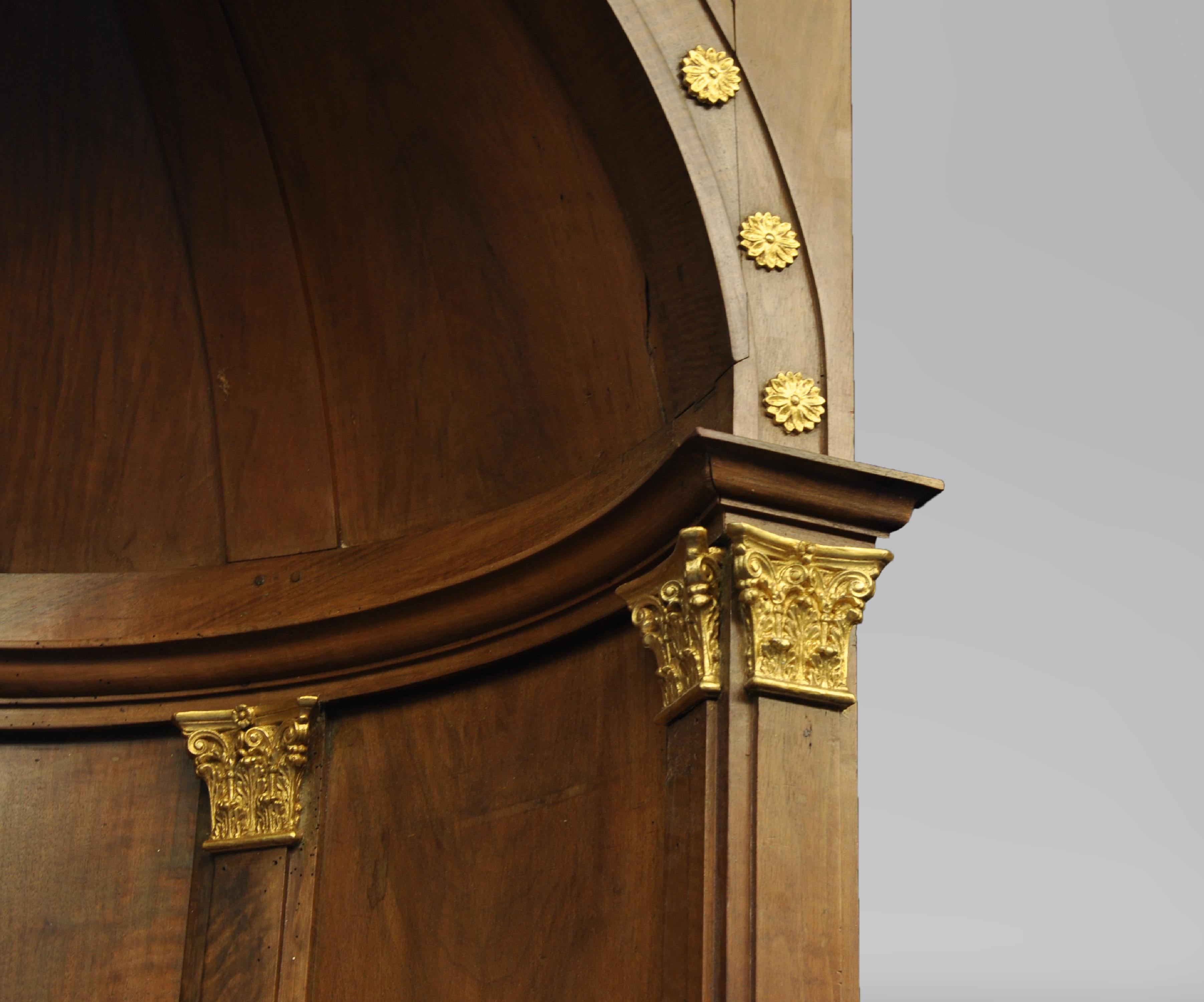 French Pair of Walnut and Gilt Stucco Alcoves, Empire Style For Sale