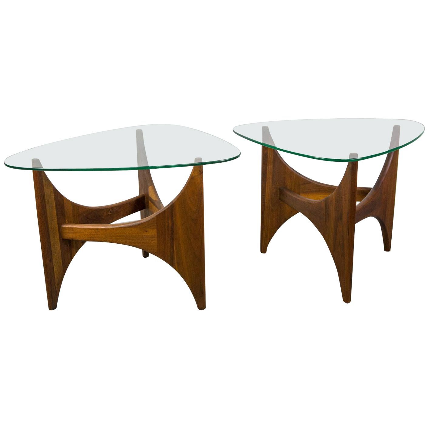 Pair of Walnut and Glass Coffee Tables by Adrian Pearsall