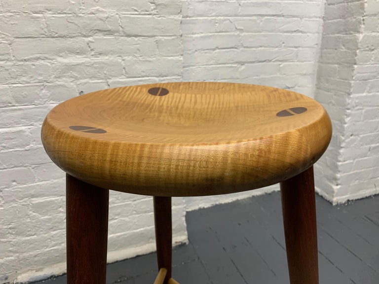 Pair of Walnut and Maple Studio Stools For Sale at 1stDibs